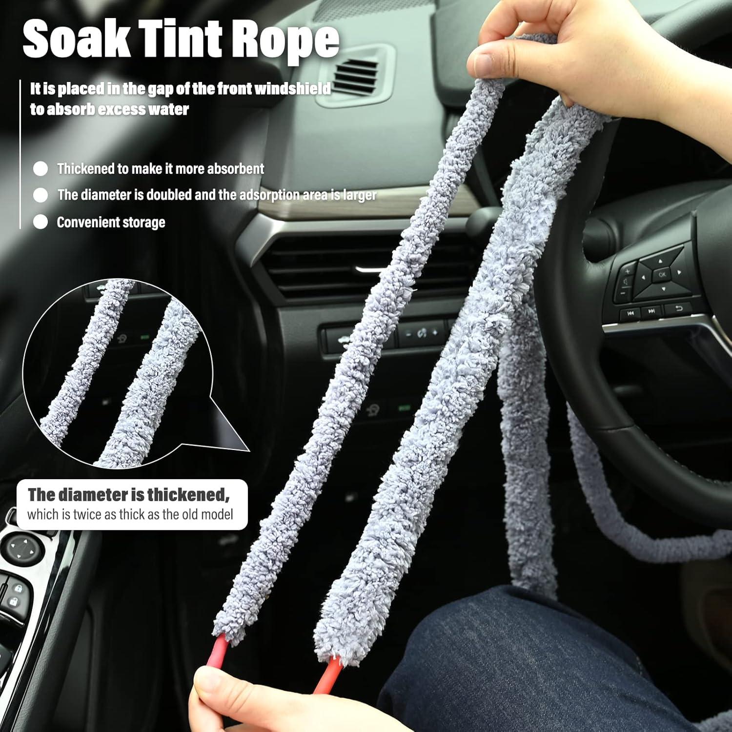 image10 Feet Soft Water Absorbent Rope Tint Tools Window Tint Film Install Water Drying Absorbed Rope Automotive Windshield Rope Car Door Glass Cleaning Tool Prevent Liquid Spreading Barrier Rope ToolThick
