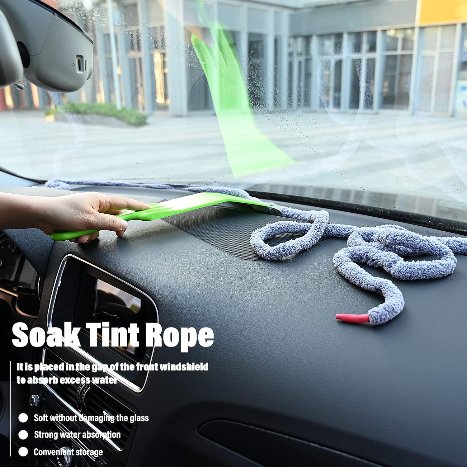 image10 Feet Soft Water Absorbent Rope Tint Tools Window Tint Film Install Water Drying Absorbed Rope Automotive Windshield Rope Car Door Glass Cleaning Tool Prevent Liquid Spreading Barrier Rope ToolThin