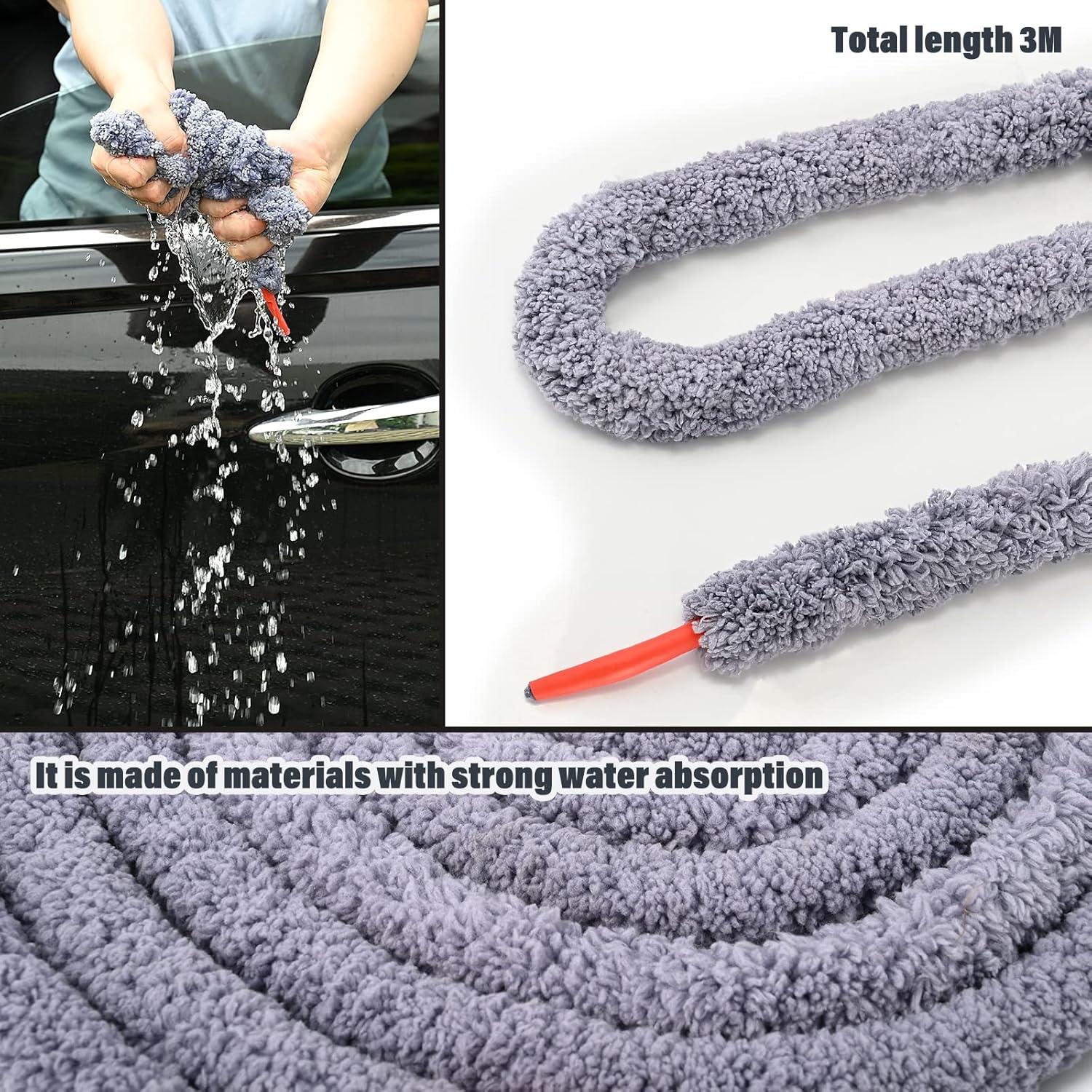 image10 Feet Soft Water Absorbent Rope Tint Tools Window Tint Film Install Water Drying Absorbed Rope Automotive Windshield Rope Car Door Glass Cleaning Tool Prevent Liquid Spreading Barrier Rope ToolThick