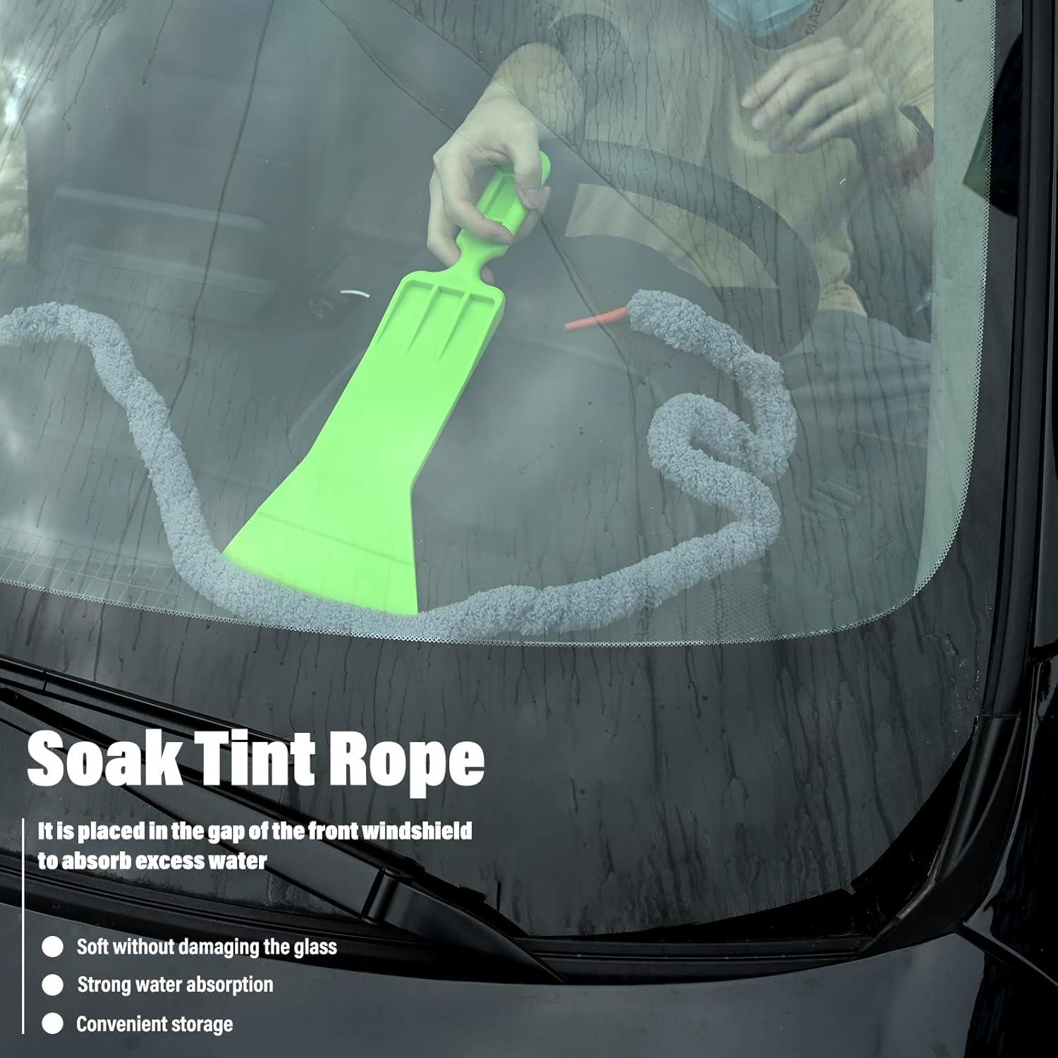 image10 Feet Soft Water Absorbent Rope Tint Tools Window Tint Film Install Water Drying Absorbed Rope Automotive Windshield Rope Car Door Glass Cleaning Tool Prevent Liquid Spreading Barrier Rope ToolThick