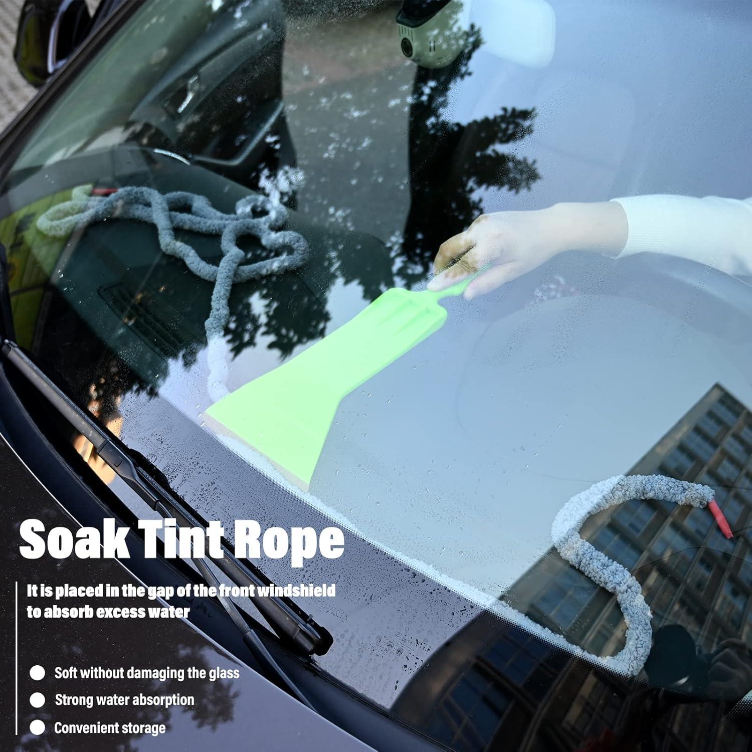 image10 Feet Soft Water Absorbent Rope Tint Tools Window Tint Film Install Water Drying Absorbed Rope Automotive Windshield Rope Car Door Glass Cleaning Tool Prevent Liquid Spreading Barrier Rope ToolThin