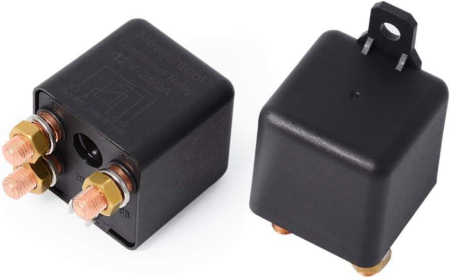 image12V 250A Continuous Relay OnOff Power Switcher Automotive Starter Relays for Car Truck Boat Electrical Control 5 Pin SPDT Split Charger  Heavy Duty Copper Lugs with Boots  Wire Terminal Connectors2Pcs Relays  Terminals