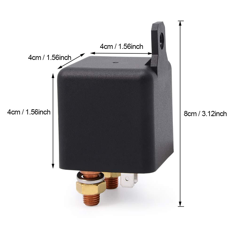 image24V 150A Continuous Duty Relay Starter Switch Automotive Split Charger Relay Power Changeover Control SPST 4 Pin Terminals Normal Open Contactor Switches for Marine Vehicle