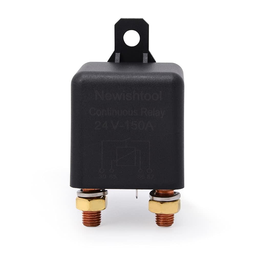 image24V 150A Continuous Duty Relay Starter Switch Automotive Split Charger Relay Power Changeover Control SPST 4 Pin Terminals Normal Open Contactor Switches for Marine Vehicle