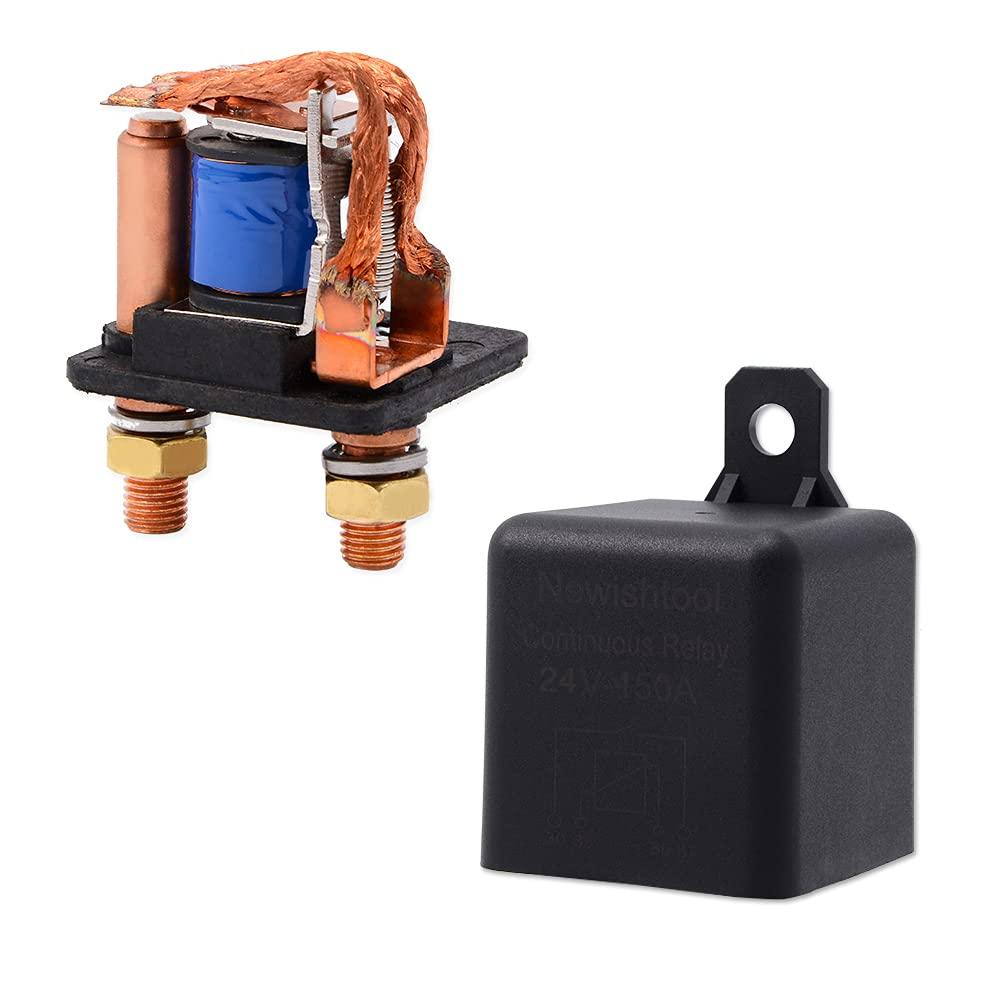 image24V 150A Continuous Duty Relay Starter Switch Automotive Split Charger Relay Power Changeover Control SPST 4 Pin Terminals Normal Open Contactor Switches for Marine Vehicle