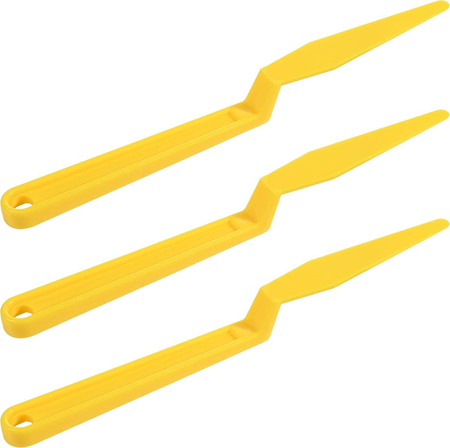 image3 Pcs Window Tint Tools Vinyl Wrap Shank Gasket Squeegee Yellow Long Handle Micro Squeegee Car Tinting Wrap Squeegee Corner Scraper for Auto Window Vinyl Film Wrapping Long Reach Tools
