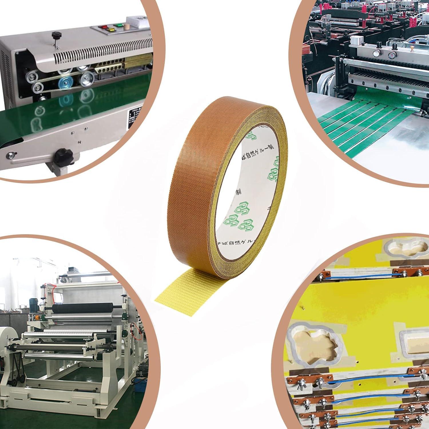 image54 Yards 1 Roll High Temperature Resistant PTFE Tape1 InchW X 196 InchesL Coated Fiberglass Adhesive fabric Tapes for Vacuum Sealer Hand Impulse Sealers Heat Sealing Food Packaging Machine