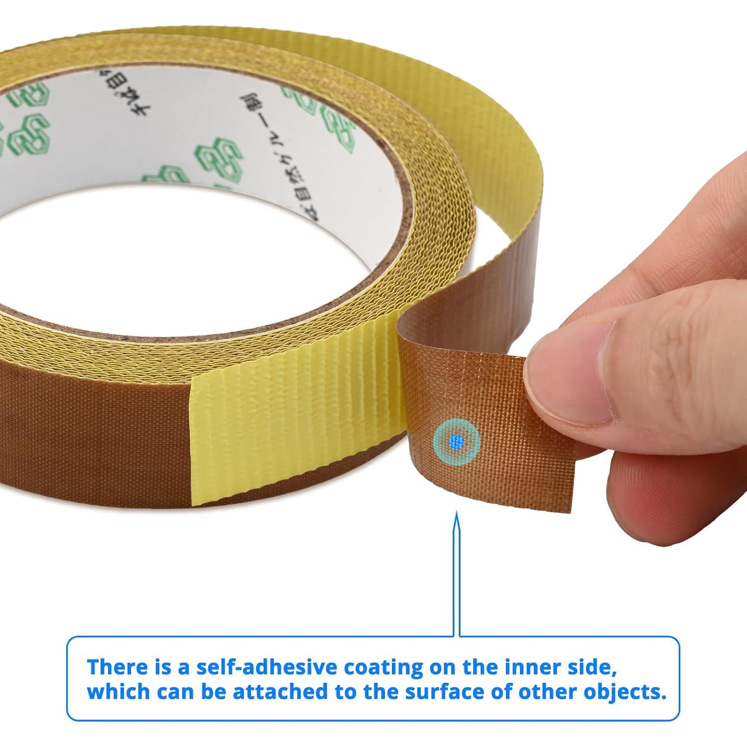 image54 Yards 1 Roll High Temperature Resistant PTFE Tape1 InchW X 196 InchesL Coated Fiberglass Adhesive fabric Tapes for Vacuum Sealer Hand Impulse Sealers Heat Sealing Food Packaging Machine