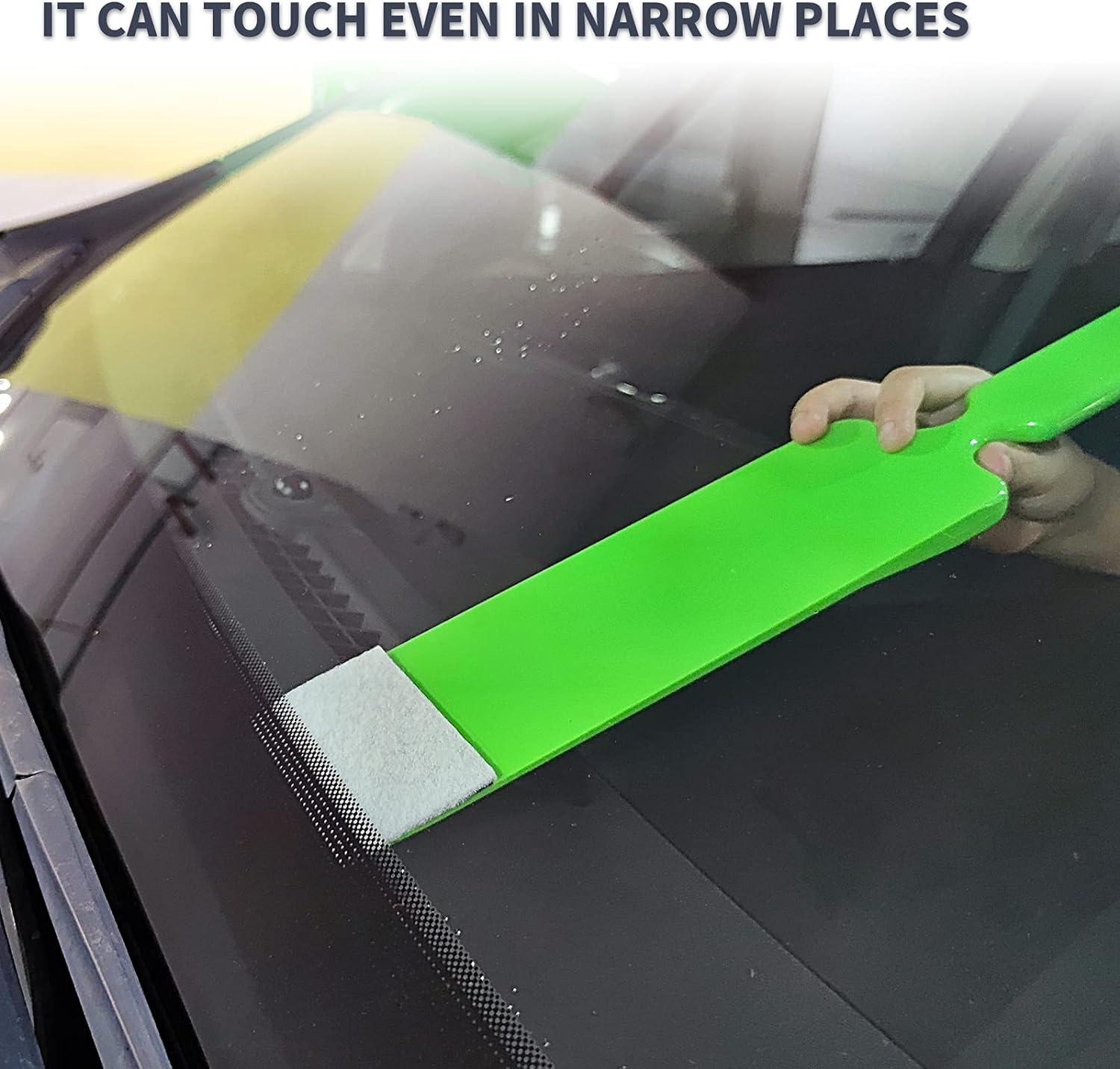 imageAutomotive Bulldozer Squeegee Extended Handle Longer Reach Back Glass Tool Window Film Installing Paddle Scrubber with Repalcement Cleaning Pads ampamp Slip Tape