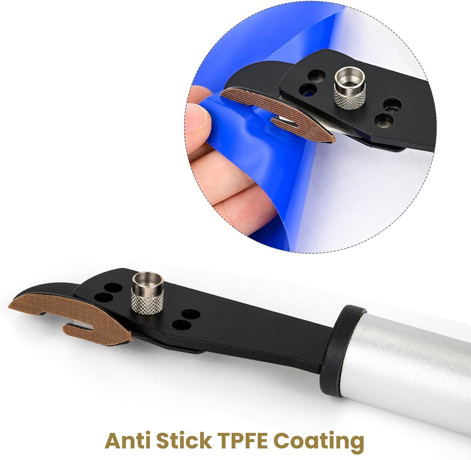 imageDual Blades Vinyl Cutter Two Cuts in One with 4 WidthSpacer Pins PTFE Coating Safety Film Cutting Knife for Vinyl Median Strip Cutting and Car Window Tinting 10 Spare Blades  5 Felts IncludedSinglebladeknife Set