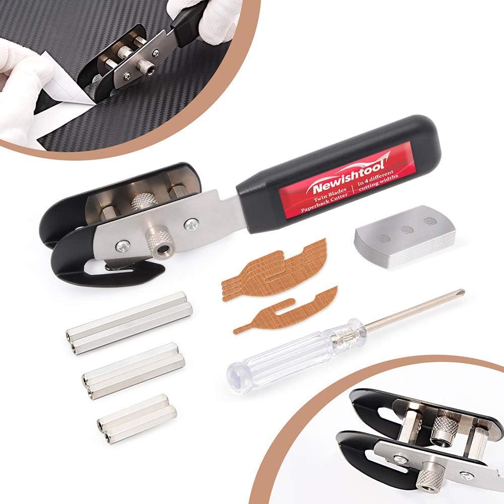 imageDual Blades Vinyl Cutter Two Cuts in One with 4 WidthSpacer Pins PTFE Coating Safety Film Cutting Knife for Vinyl Median Strip Cutting and Car Window Tinting 10 Spare Blades  5 Felts IncludedDualbladeknife Set