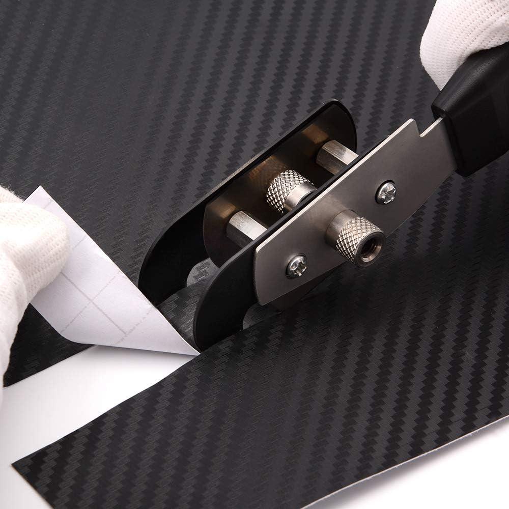 imageDual Blades Vinyl Cutter Two Cuts in One with 4 WidthSpacer Pins PTFE Coating Safety Film Cutting Knife for Vinyl Median Strip Cutting and Car Window Tinting 10 Spare Blades  5 Felts IncludedDualbladeknife Set