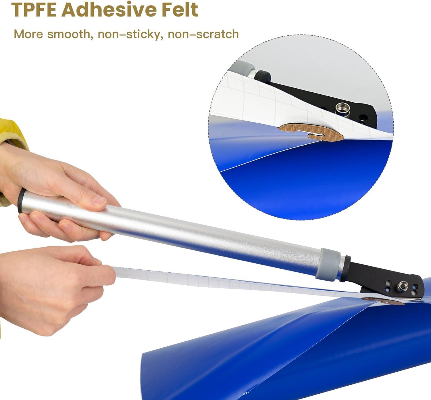 imageDual Blades Vinyl Cutter Two Cuts in One with 4 WidthSpacer Pins PTFE Coating Safety Film Cutting Knife for Vinyl Median Strip Cutting and Car Window Tinting 10 Spare Blades  5 Felts IncludedSinglebladeknife Set