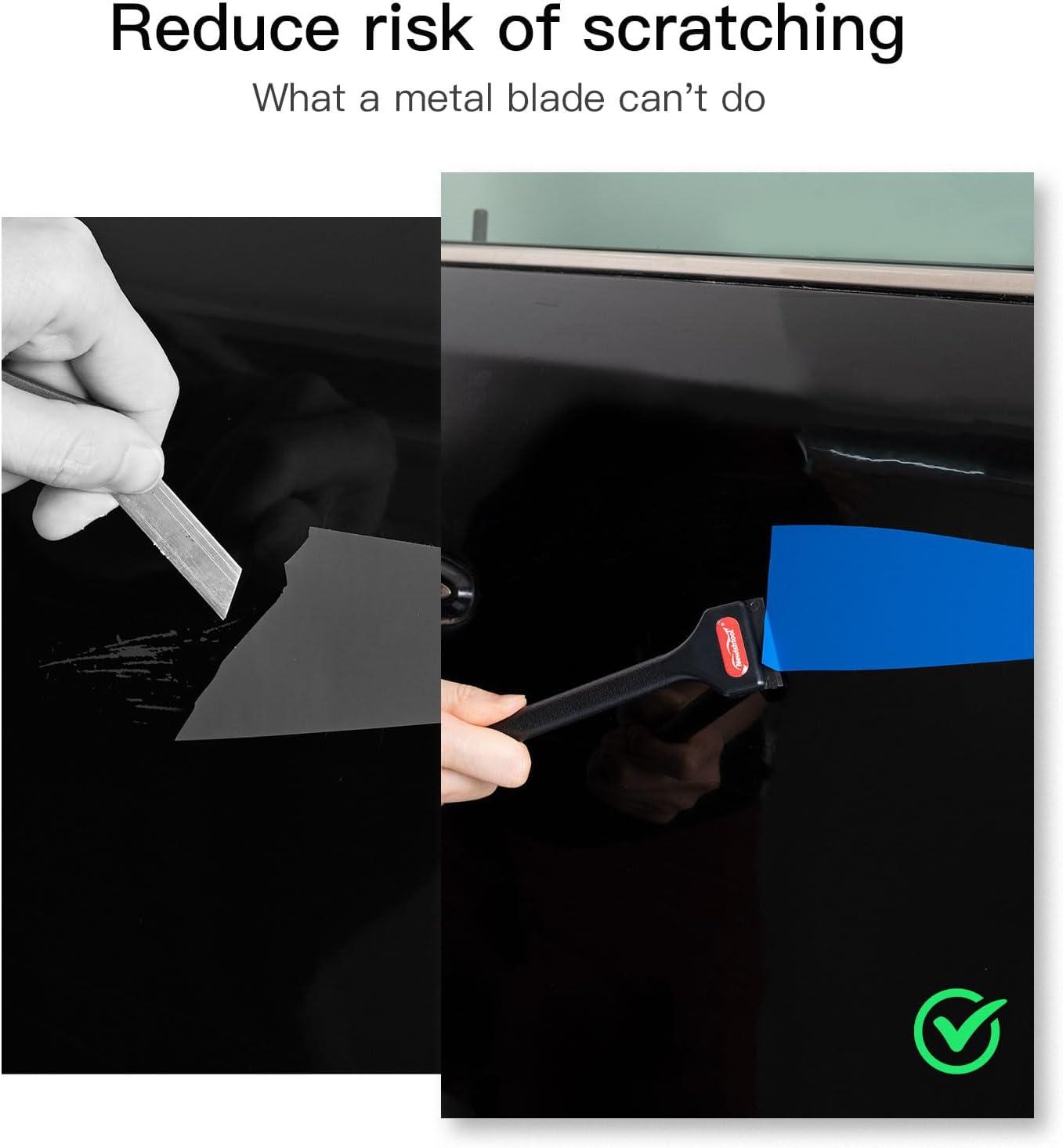 imageNEWISHTOOL 1 Pc Long Handle Plastic Razor Blade Scraper with 20 PCS Spare Replacement Plastic Blades Sticker Remover Glue Residue Scraper Tool Long Reach Razor Scraper for Hard to Reach Corner