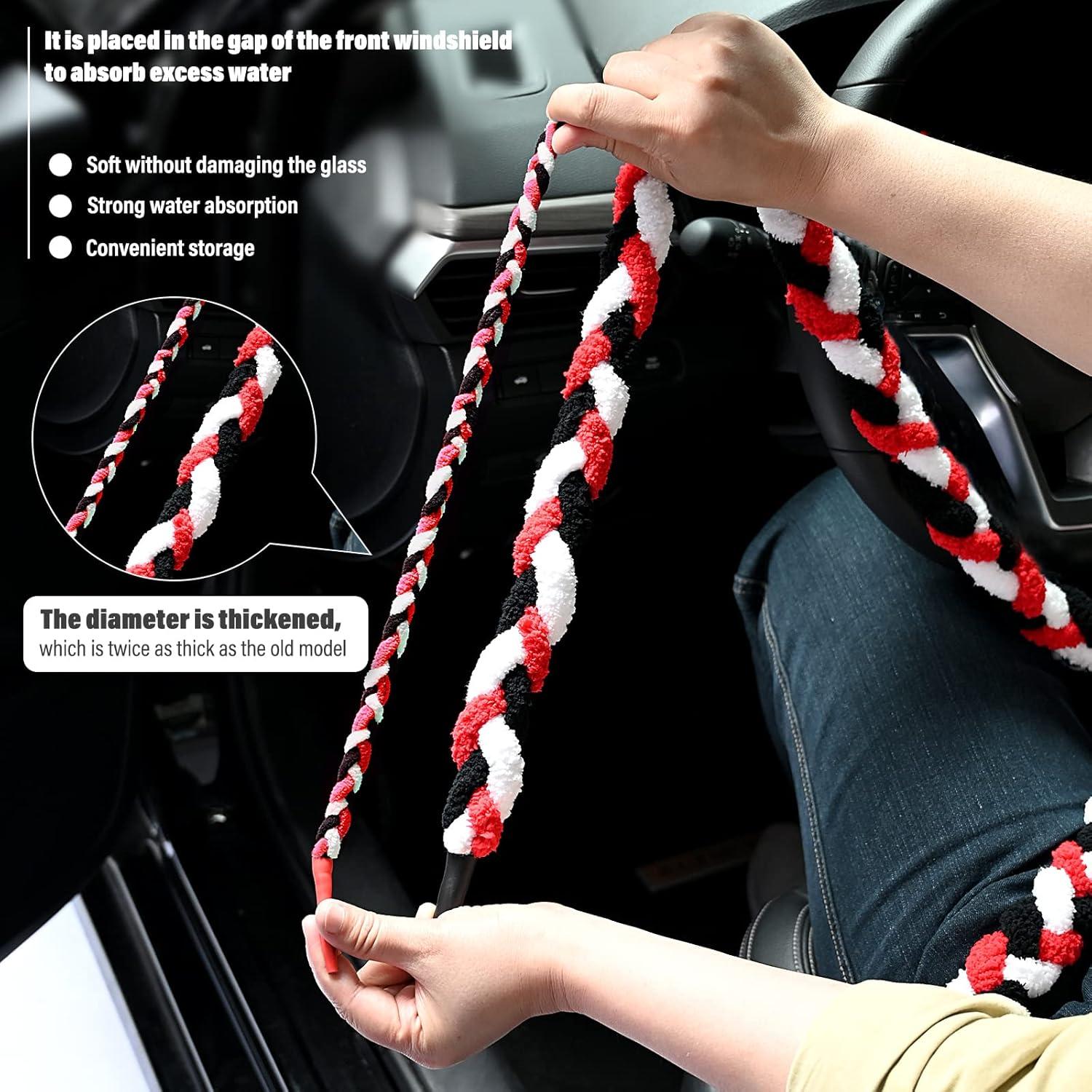 imageNEWISHTOOL 10 Ft Hand Braid Strand Soak Shield Rope for Car Window Tinting Car Wash Windshield Glass Gap Absorbent Drying Rope 3 Meters Microfiber Water Absorbed ToolLThick