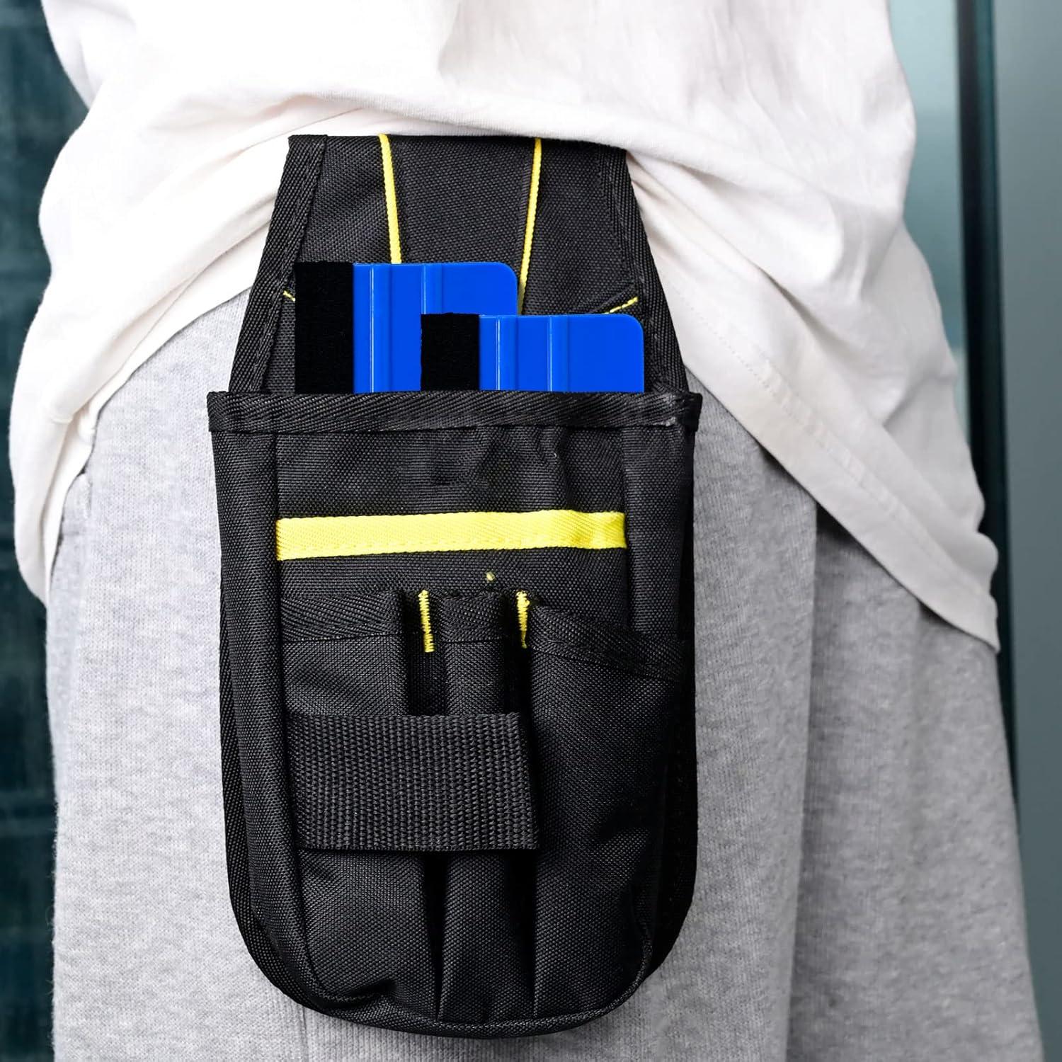 imageNEWISHTOOL 100 PCS Felt Squeegee for Vinyl  Flexible Plastic Squeegee with Fabric Felt for Vinyl Wrap Application Bubble Removal Sign Making Graphic Decal Installing ampamp Car Wrapping Scraper ToolBlue