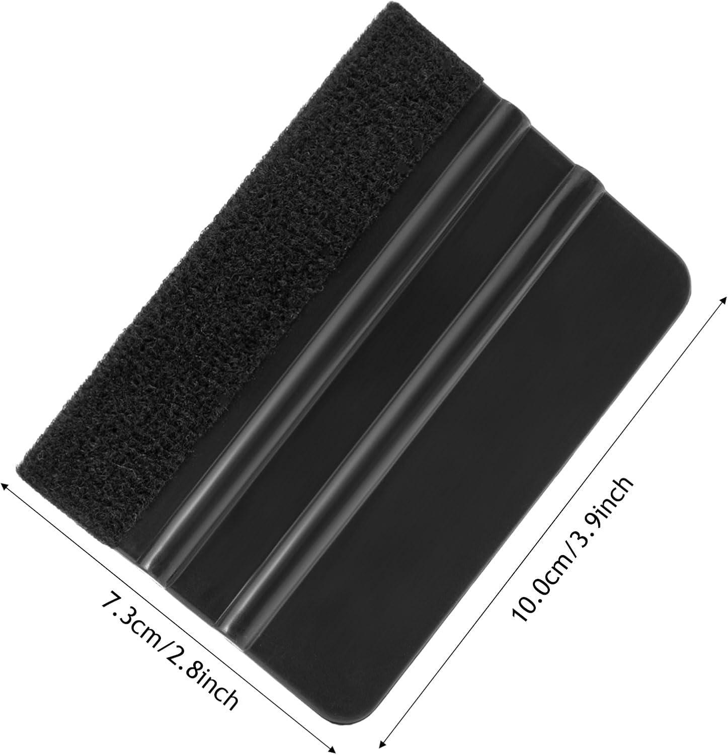 imageNEWISHTOOL 100 PCS Felt Squeegee for Vinyl  Flexible Plastic Squeegee with Fabric Felt for Vinyl Wrap Application Bubble Removal Sign Making Graphic Decal Installing ampamp Car Wrapping Scraper ToolBlack