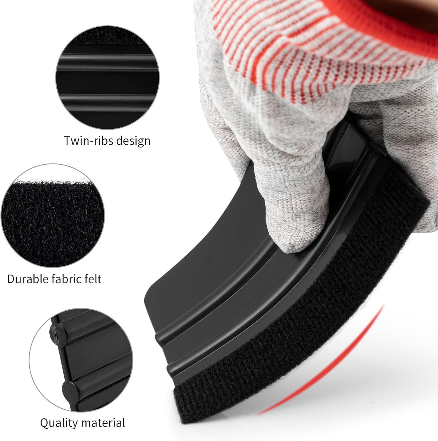 imageNEWISHTOOL 100 PCS Felt Squeegee for Vinyl  Flexible Plastic Squeegee with Fabric Felt for Vinyl Wrap Application Bubble Removal Sign Making Graphic Decal Installing ampamp Car Wrapping Scraper ToolBlack