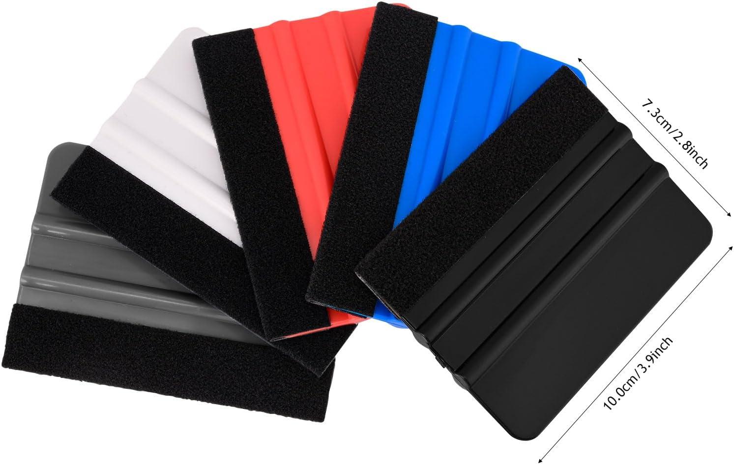 imageNEWISHTOOL 100 PCS Felt Squeegee for Vinyl  Flexible Plastic Squeegee with Fabric Felt for Vinyl Wrap Application Bubble Removal Sign Making Graphic Decal Installing ampamp Car Wrapping Scraper ToolMixed Colors