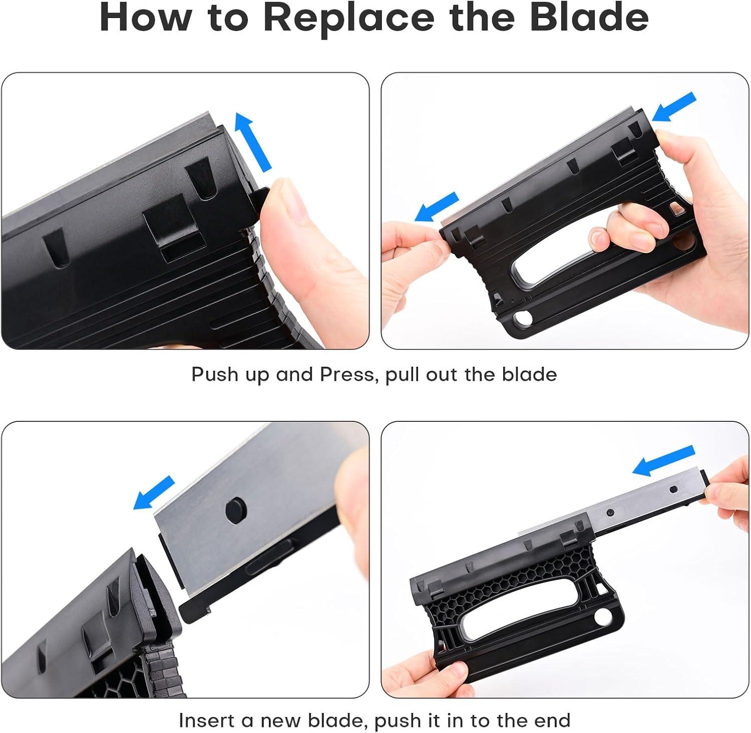 imageNEWISHTOOL 2 PCS 6 Inch Razor Blade Scraper Tool for Scraping Glue Residue Wallpaper Sticker Caulk Paint Vinyl Wrap Handheld Adhesive Remover Razor Scraper with 10 PCS Double Sided Steel Blades