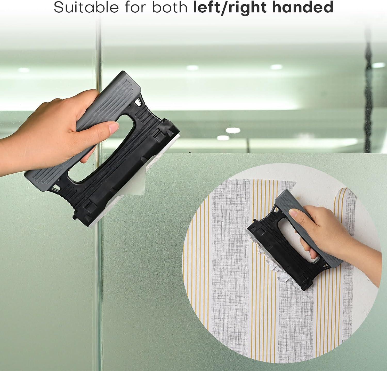 imageNEWISHTOOL 2 PCS 6 Inch Razor Blade Scraper Tool for Scraping Glue Residue Wallpaper Sticker Caulk Paint Vinyl Wrap Handheld Adhesive Remover Razor Scraper with 10 PCS Double Sided Steel Blades