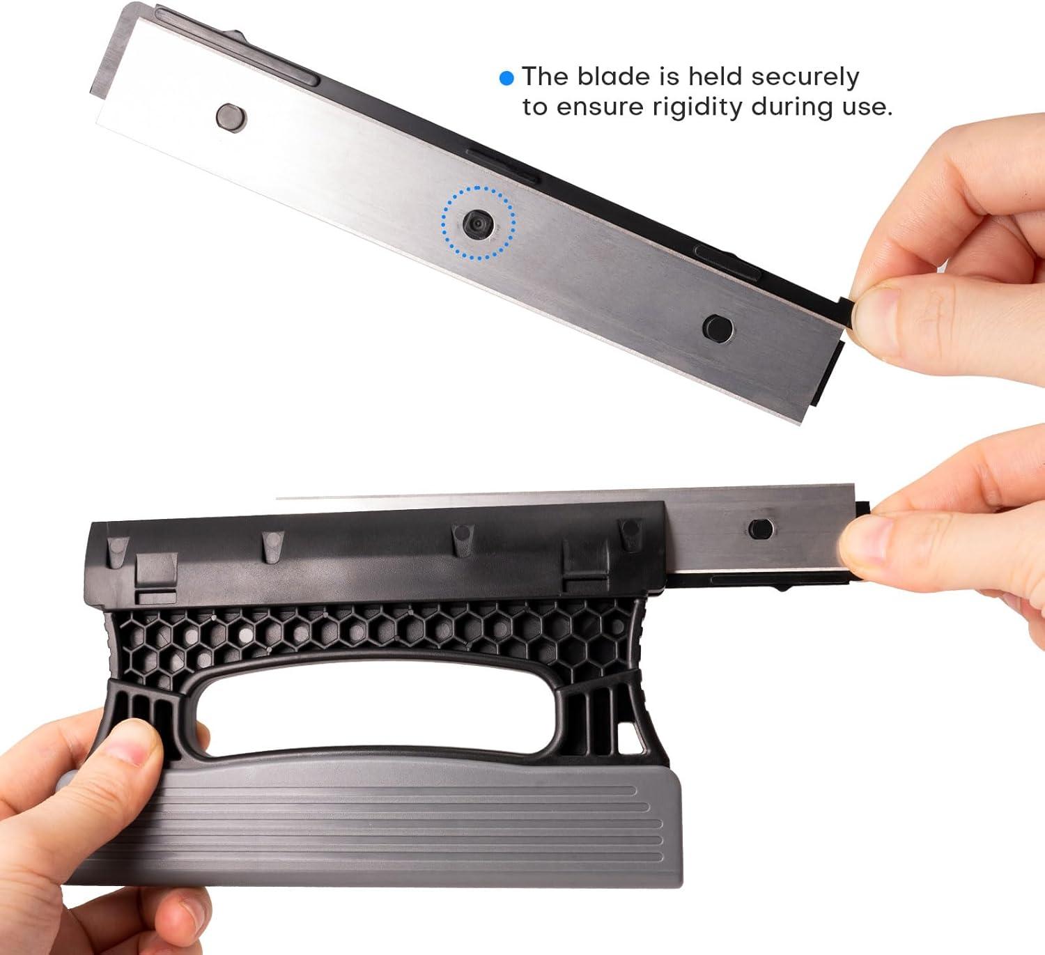 imageNEWISHTOOL 2 PCS 6 Inch Razor Blade Scraper Tool for Scraping Glue Residue Wallpaper Sticker Caulk Paint Vinyl Wrap Handheld Adhesive Remover Razor Scraper with 10 PCS Double Sided Steel Blades