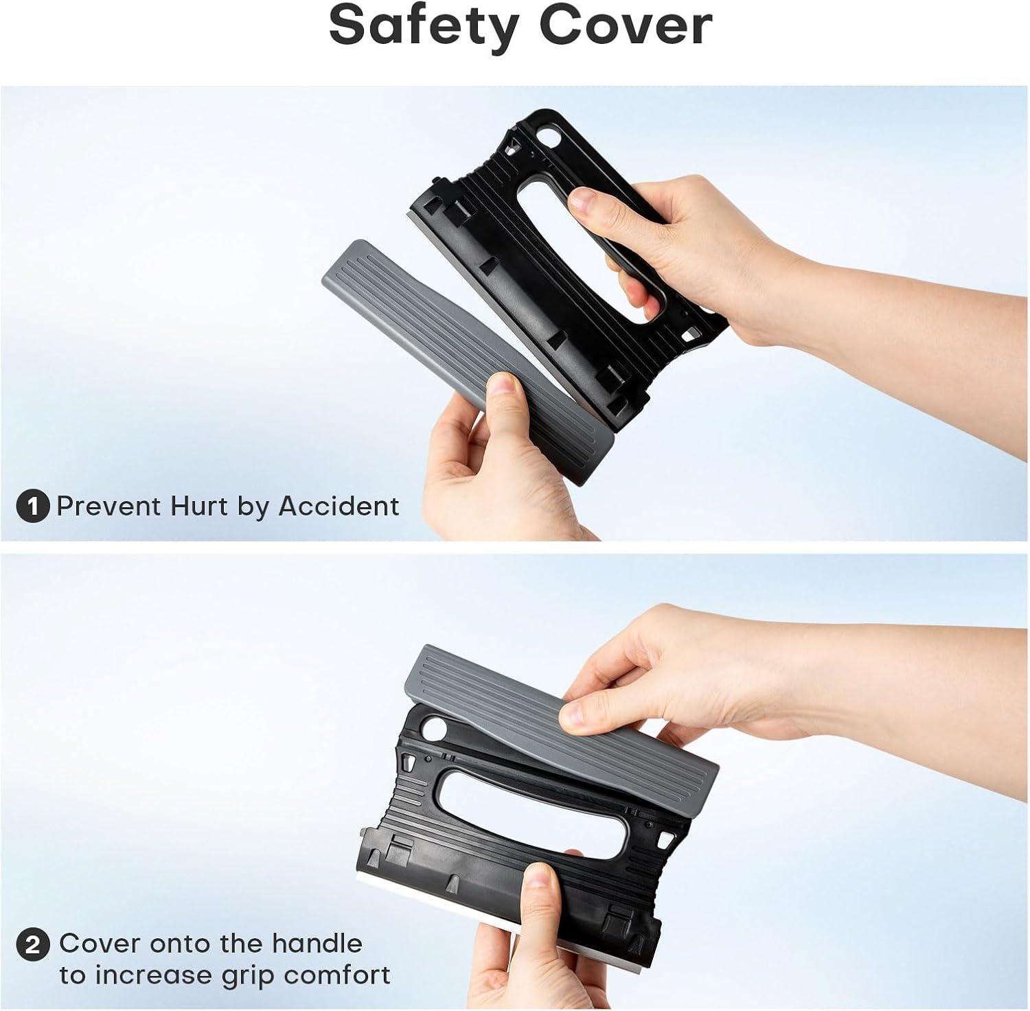 imageNEWISHTOOL 2 PCS 6 Inch Razor Blade Scraper Tool for Scraping Glue Residue Wallpaper Sticker Caulk Paint Vinyl Wrap Handheld Adhesive Remover Razor Scraper with 10 PCS Double Sided Steel Blades