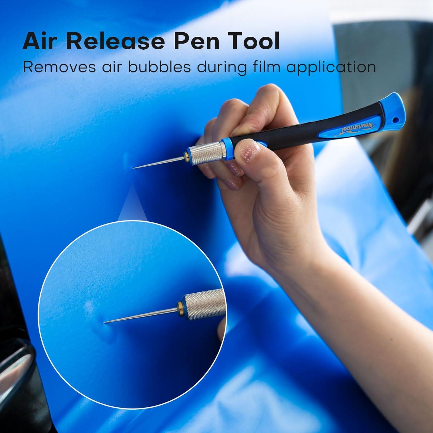 imageNEWISHTOOL 2 PCS Pin Pen Weeding Tool Ergonomic Grip Vinyl Weeding Tools Weeing Pen for Craft Vinyl Project Fine Point Weeding Pen for Removing Scrapbook Silhouette Cutting Quick Air Release PenBlue