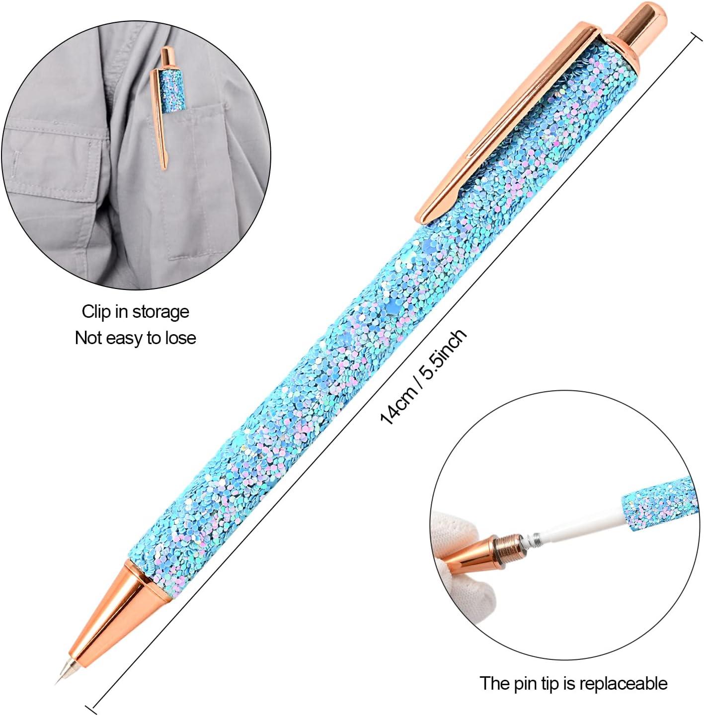 imageNEWISHTOOL 2 Pack Glitter Pin Pen Weeding Tool Air Relase Pen for Car Wrap Installation Vinyl Craft Adhesive Weeding and Removing Negative Pieces Shinny Sequins Weed Pens for VinylGlitter Blue
