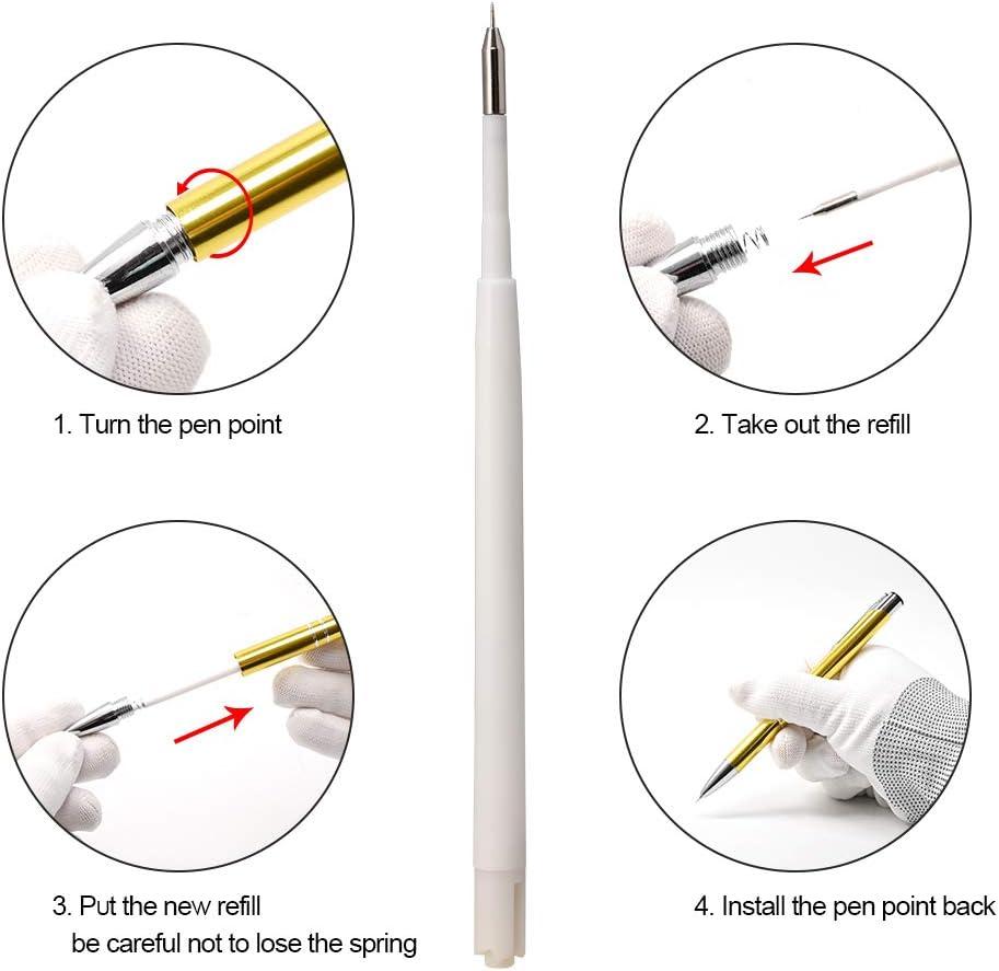 imageNEWISHTOOL 2 Pack Glitter Pin Pen Weeding Tool Air Relase Pen for Car Wrap Installation Vinyl Craft Adhesive Weeding and Removing Negative Pieces Shinny Sequins Weed Pens for Vinyl10pcs Refills