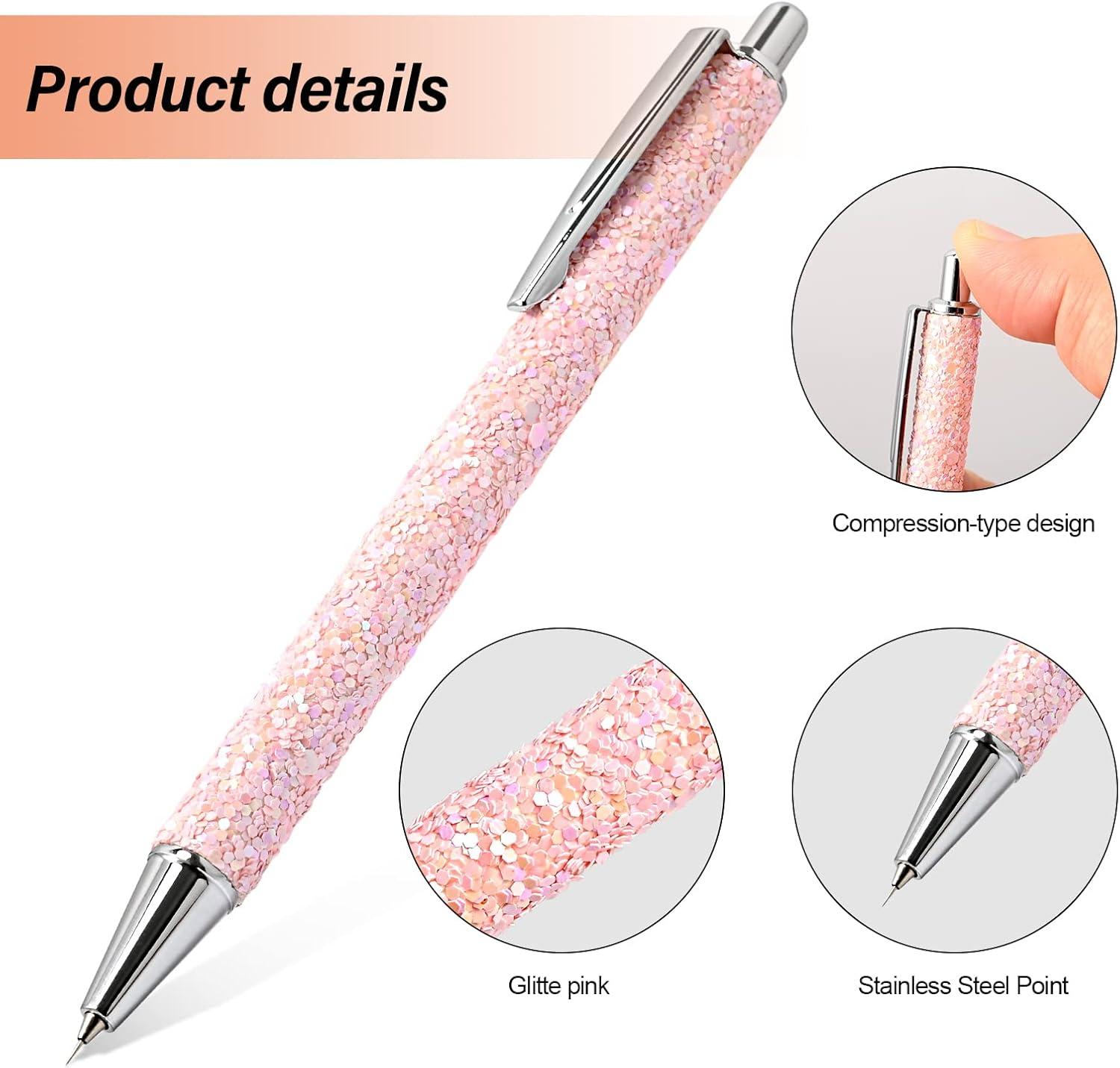 imageNEWISHTOOL 2 Pack Glitter Pin Pen Weeding Tool Air Relase Pen for Car Wrap Installation Vinyl Craft Adhesive Weeding and Removing Negative Pieces Shinny Sequins Weed Pens for VinylGlitter Pink  Black