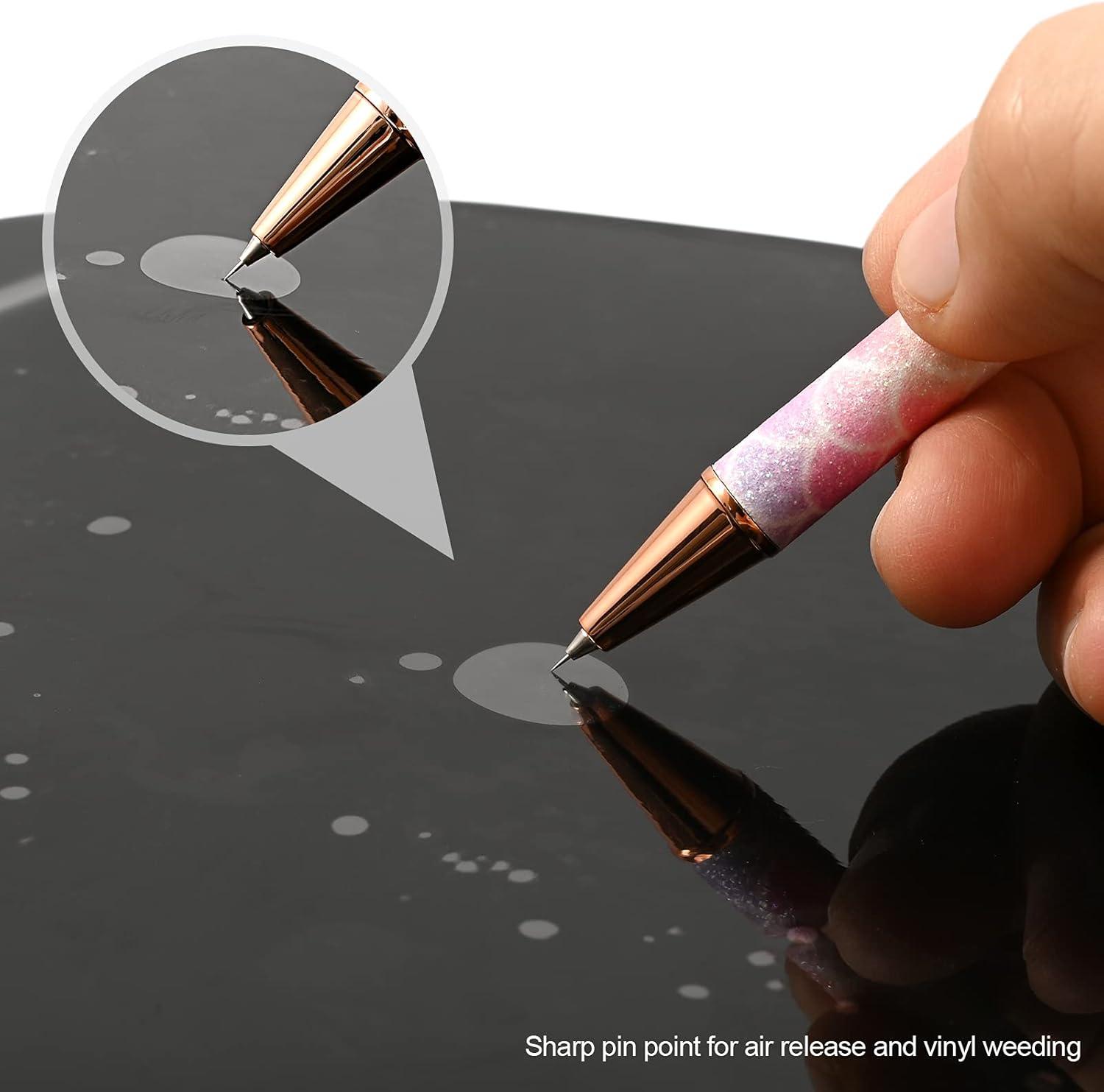 imageNEWISHTOOL 2 Pack Glitter Pin Pen Weeding Tool Air Relase Pen for Car Wrap Installation Vinyl Craft Adhesive Weeding and Removing Negative Pieces Shinny Sequins Weed Pens for VinylScales2 Refills