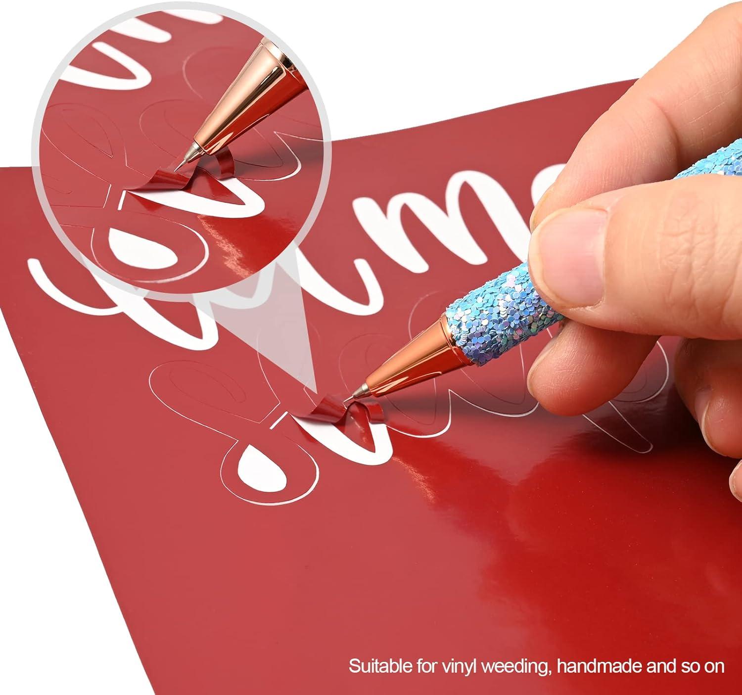 imageNEWISHTOOL 2 Pack Glitter Pin Pen Weeding Tool Air Relase Pen for Car Wrap Installation Vinyl Craft Adhesive Weeding and Removing Negative Pieces Shinny Sequins Weed Pens for VinylGlitter Blue