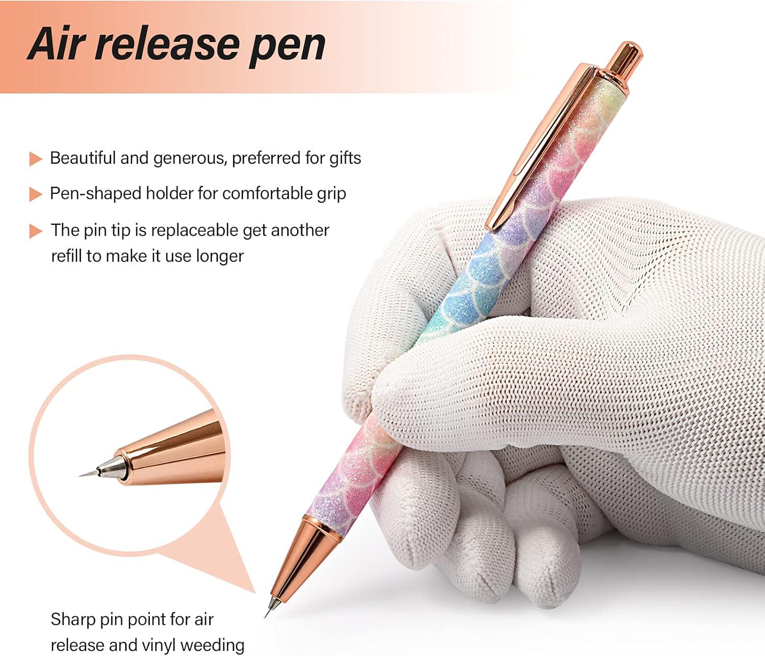 imageNEWISHTOOL 2 Pack Glitter Pin Pen Weeding Tool Air Relase Pen for Car Wrap Installation Vinyl Craft Adhesive Weeding and Removing Negative Pieces Shinny Sequins Weed Pens for VinylScales2 Refills