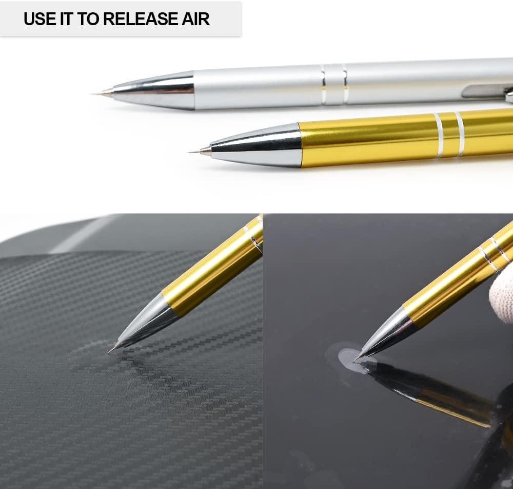 imageNEWISHTOOL 2 Pack Glitter Pin Pen Weeding Tool Air Relase Pen for Car Wrap Installation Vinyl Craft Adhesive Weeding and Removing Negative Pieces Shinny Sequins Weed Pens for VinylGoldsilver