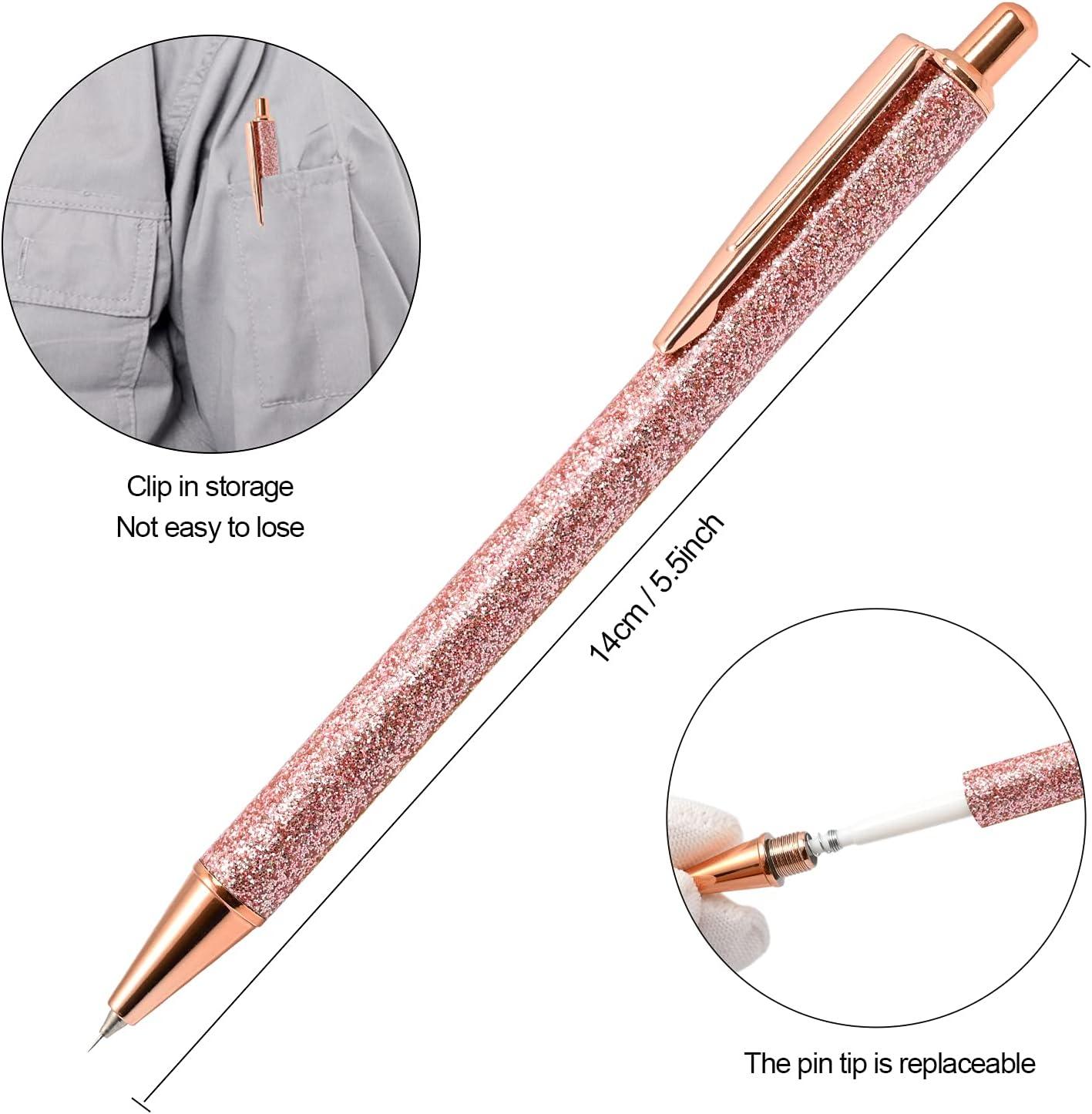 imageNEWISHTOOL 2 Pack Glitter Pin Pen Weeding Tool Air Relase Pen for Car Wrap Installation Vinyl Craft Adhesive Weeding and Removing Negative Pieces Shinny Sequins Weed Pens for VinylScalesRose Gold