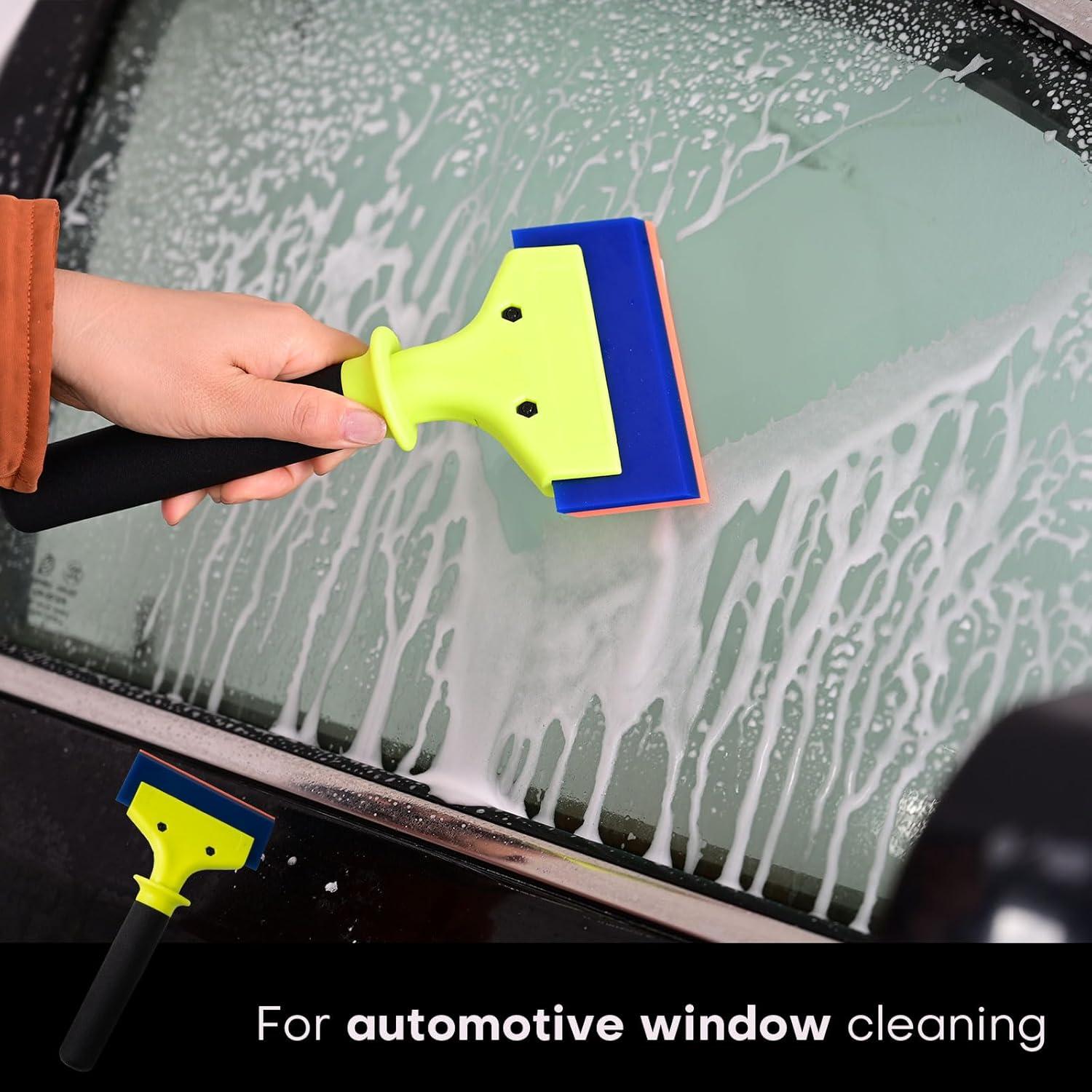 imageNEWISHTOOL 2 Pack Rubber Squeegee with Nylon Handle for Water Removal Glass Cleaning PPF Installing and Window Film Application 5Inch Blade with Long Handle5Inch Blade with Long Handle