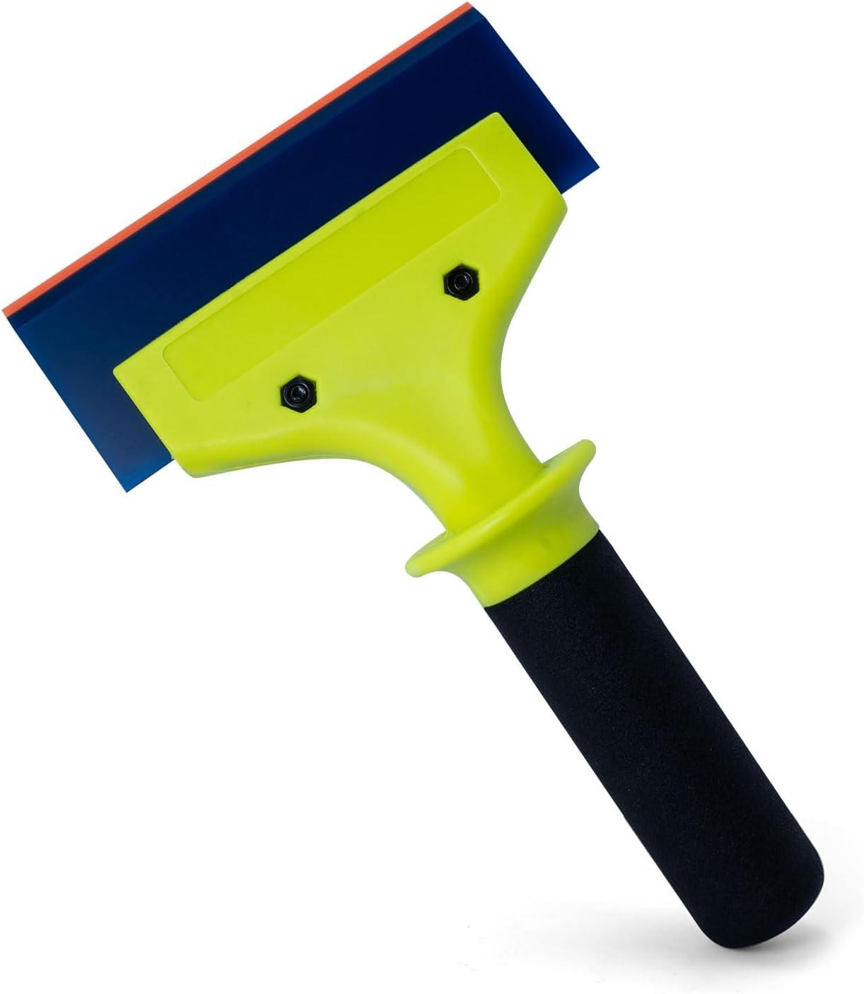 imageNEWISHTOOL 2 Pack Rubber Squeegee with Nylon Handle for Water Removal Glass Cleaning PPF Installing and Window Film Application 5Inch Blade with Long Handle5Inch Blade with Short Handle