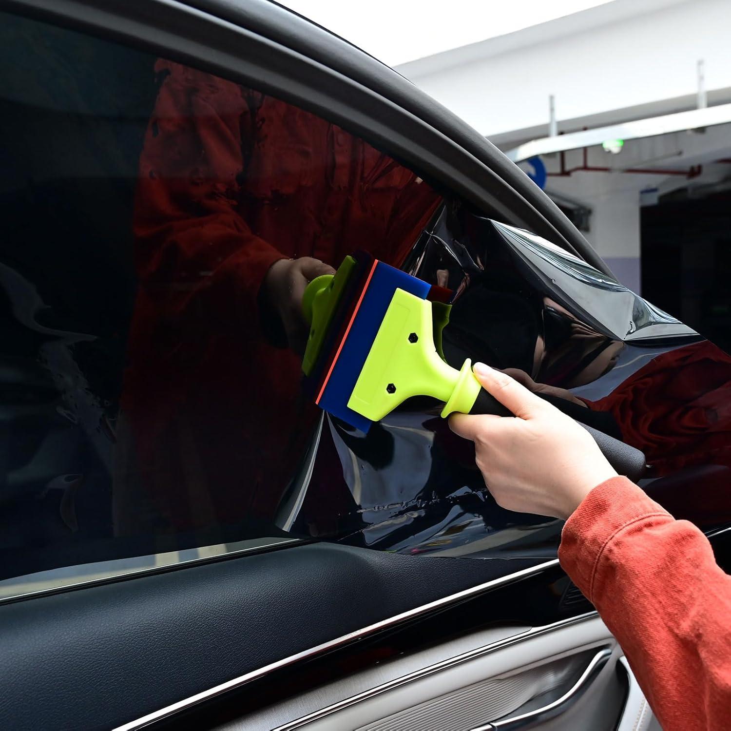 imageNEWISHTOOL 2 Pack Rubber Squeegee with Nylon Handle for Water Removal Glass Cleaning PPF Installing and Window Film Application 5Inch Blade with Long Handle5Inch Blade with Long Handle