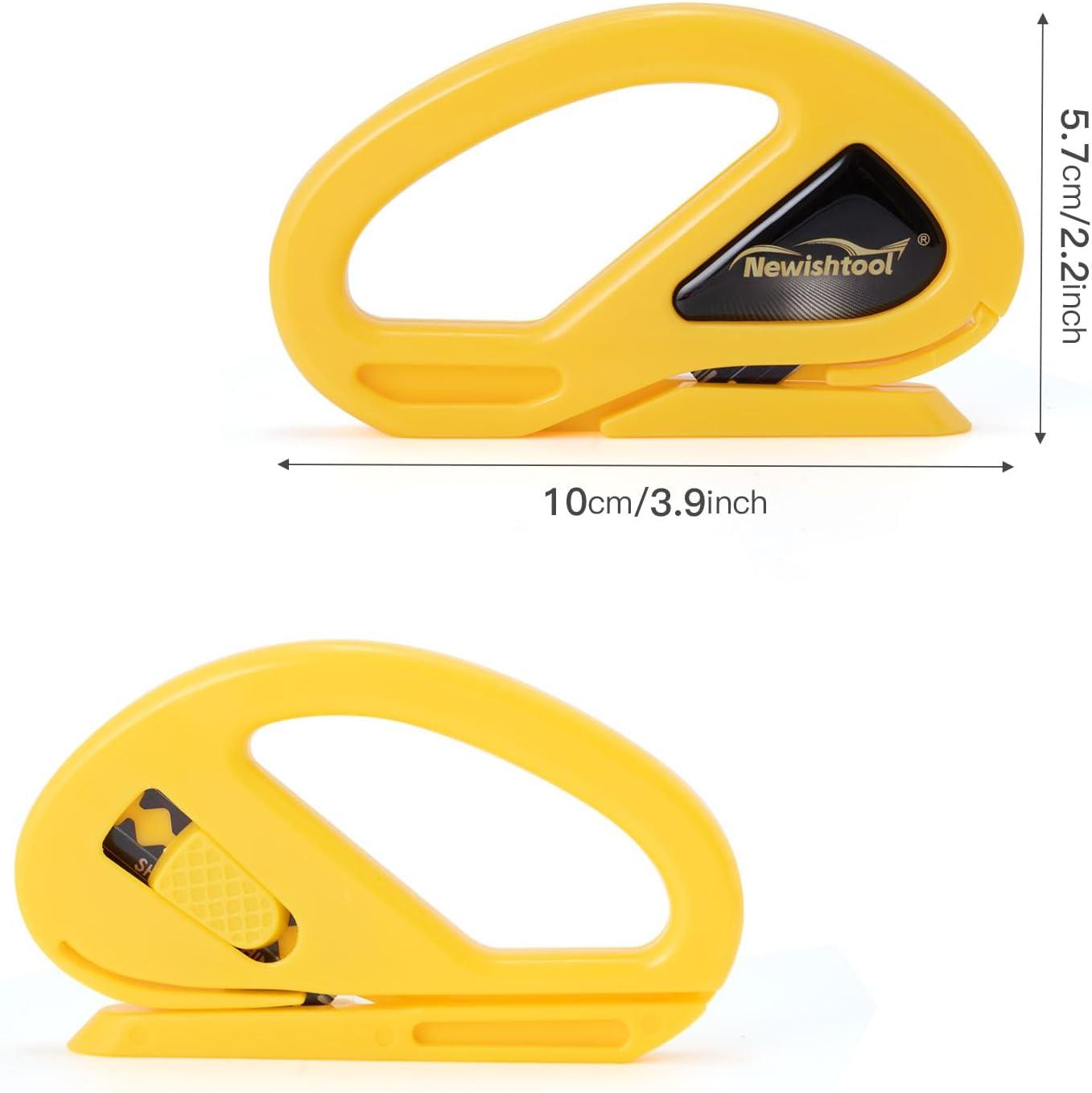 imageNEWISHTOOL 2 Pack Wrapping Paper Cutter Christmas Gift Wrap Cutter Wrapping Paper Cutter Sliding Knife Tool Holiday Gift Wrap Cutting Tool Snitty Safety Cutter with Concealed BladeYellow