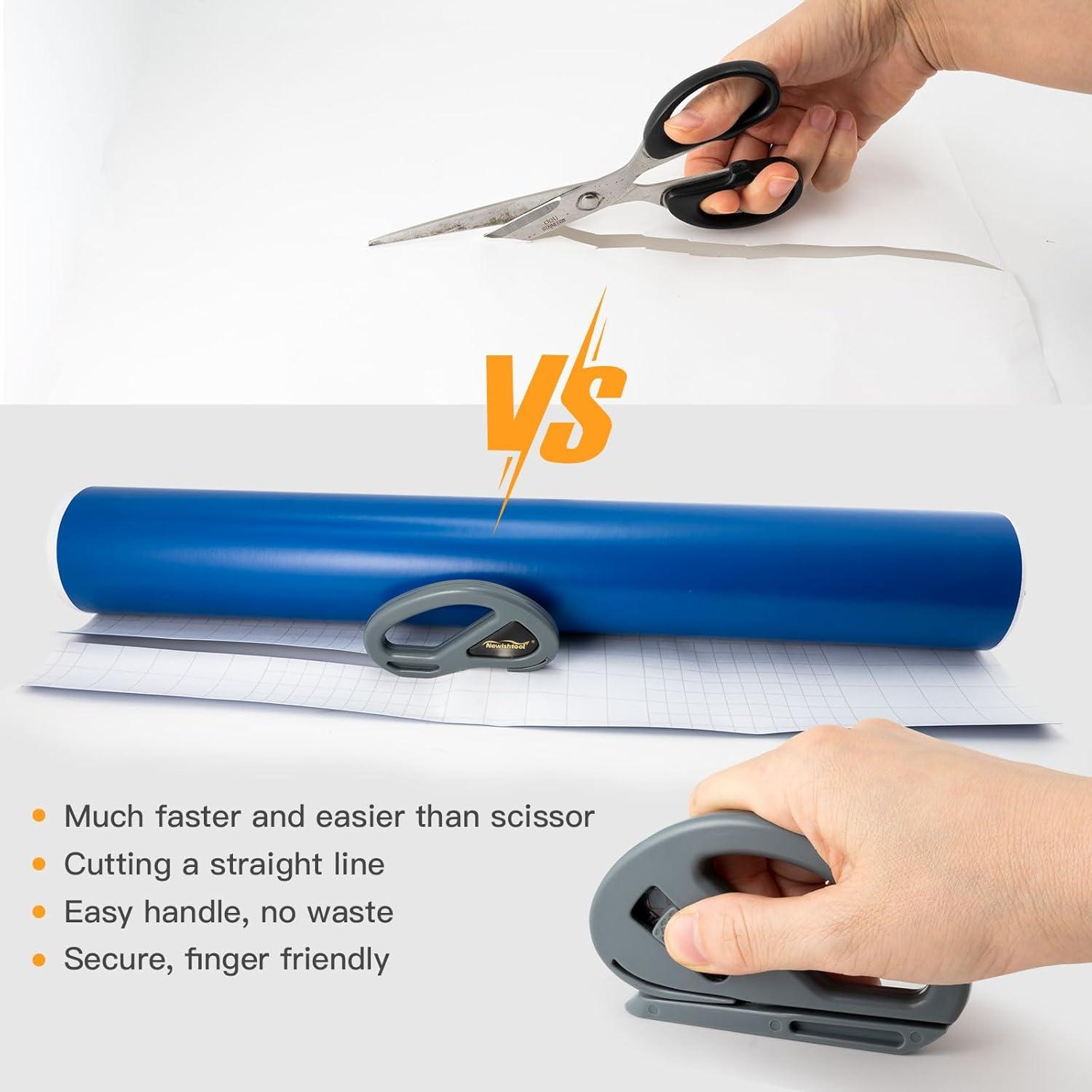 imageNEWISHTOOL 2 Pack Wrapping Paper Cutter Christmas Gift Wrap Cutter Wrapping Paper Cutter Sliding Knife Tool Holiday Gift Wrap Cutting Tool Snitty Safety Cutter with Concealed BladeGray