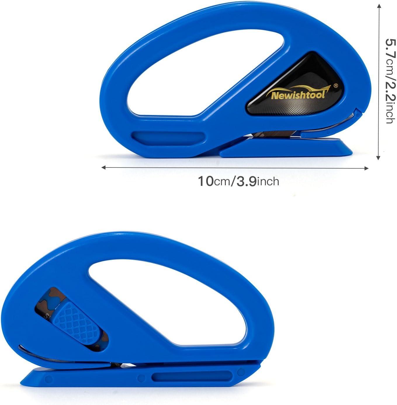 imageNEWISHTOOL 2 Pack Wrapping Paper Cutter Christmas Gift Wrap Cutter Wrapping Paper Cutter Sliding Knife Tool Holiday Gift Wrap Cutting Tool Snitty Safety Cutter with Concealed BladeBlue