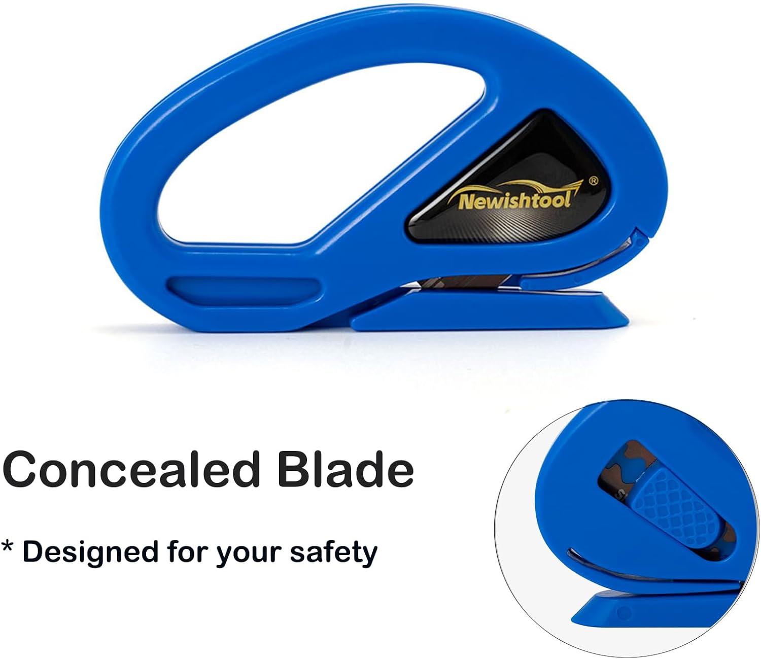 imageNEWISHTOOL 2 Pack Wrapping Paper Cutter Christmas Gift Wrap Cutter Wrapping Paper Cutter Sliding Knife Tool Holiday Gift Wrap Cutting Tool Snitty Safety Cutter with Concealed BladeBlue