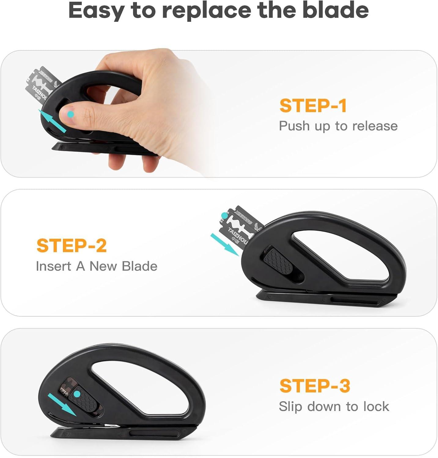 imageNEWISHTOOL 2 Pack Wrapping Paper Cutter Christmas Gift Wrap Cutter Wrapping Paper Cutter Sliding Knife Tool Holiday Gift Wrap Cutting Tool Snitty Safety Cutter with Concealed BladeBlack