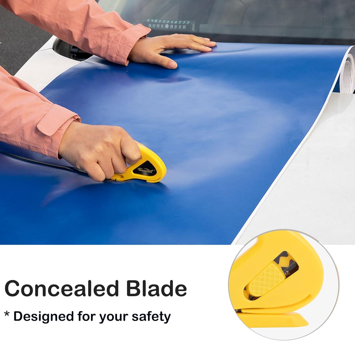 imageNEWISHTOOL 2 Pack Wrapping Paper Cutter Christmas Gift Wrap Cutter Wrapping Paper Cutter Sliding Knife Tool Holiday Gift Wrap Cutting Tool Snitty Safety Cutter with Concealed BladeYellow