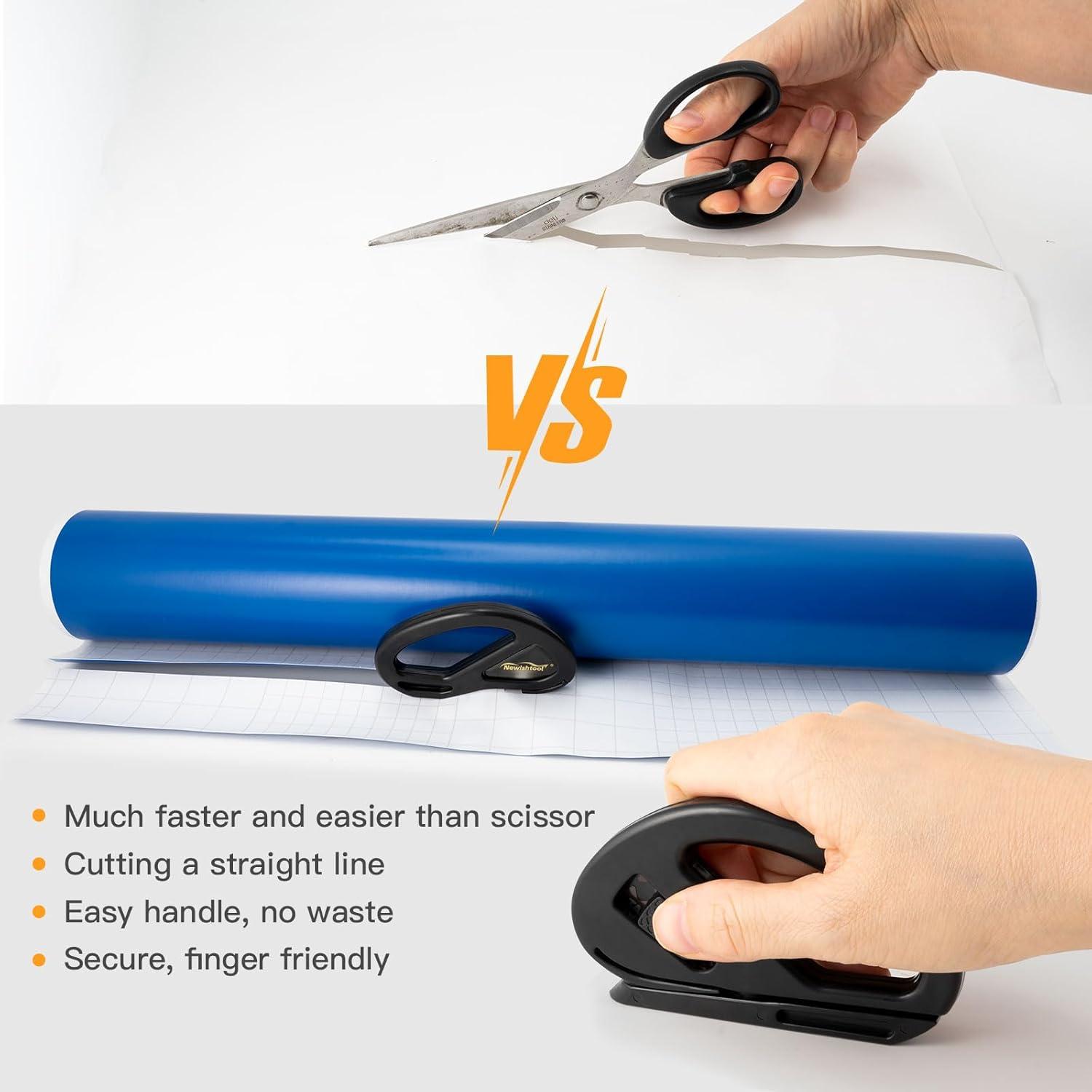 imageNEWISHTOOL 2 Pack Wrapping Paper Cutter Christmas Gift Wrap Cutter Wrapping Paper Cutter Sliding Knife Tool Holiday Gift Wrap Cutting Tool Snitty Safety Cutter with Concealed BladeBlack