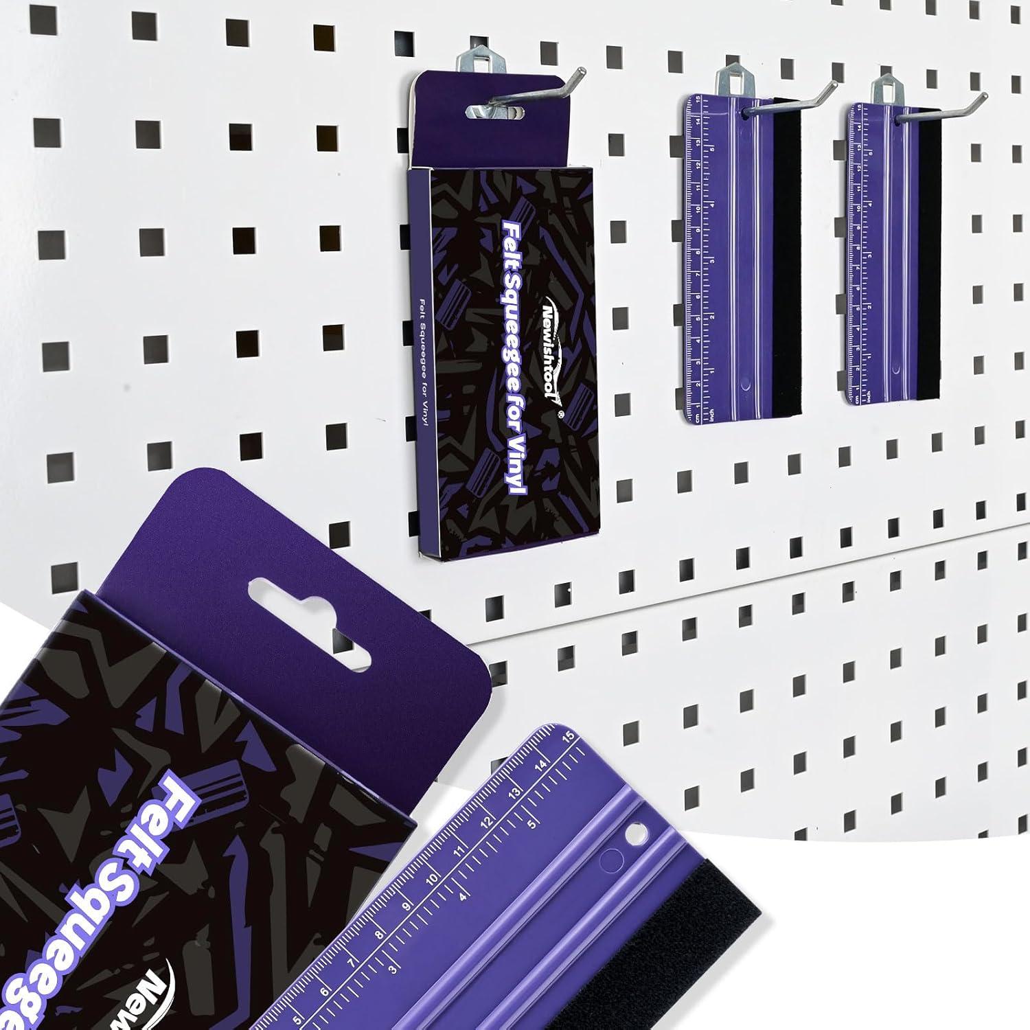 imageNEWISHTOOL 2 Pieces Purple FabricEdged Squeegee with Dual Scales 59 Inch  15 cm Measurements for Auto Car Tint Film Application Vinyl Wrap and PPF Installation Scratch Free Use