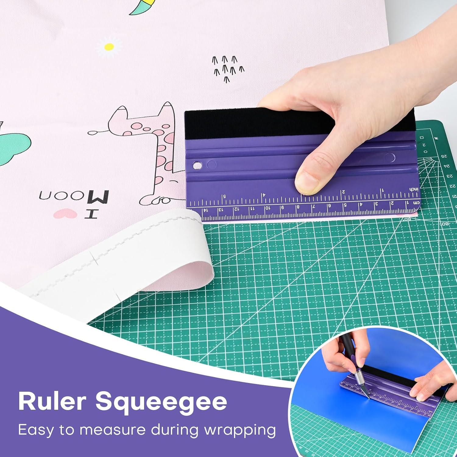 imageNEWISHTOOL 2 Pieces Purple FabricEdged Squeegee with Dual Scales 59 Inch  15 cm Measurements for Auto Car Tint Film Application Vinyl Wrap and PPF Installation Scratch Free Use