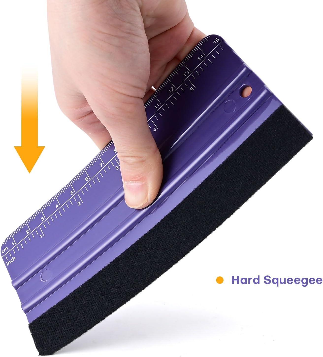 imageNEWISHTOOL 2 Pieces Purple FabricEdged Squeegee with Dual Scales 59 Inch  15 cm Measurements for Auto Car Tint Film Application Vinyl Wrap and PPF Installation Scratch Free Use