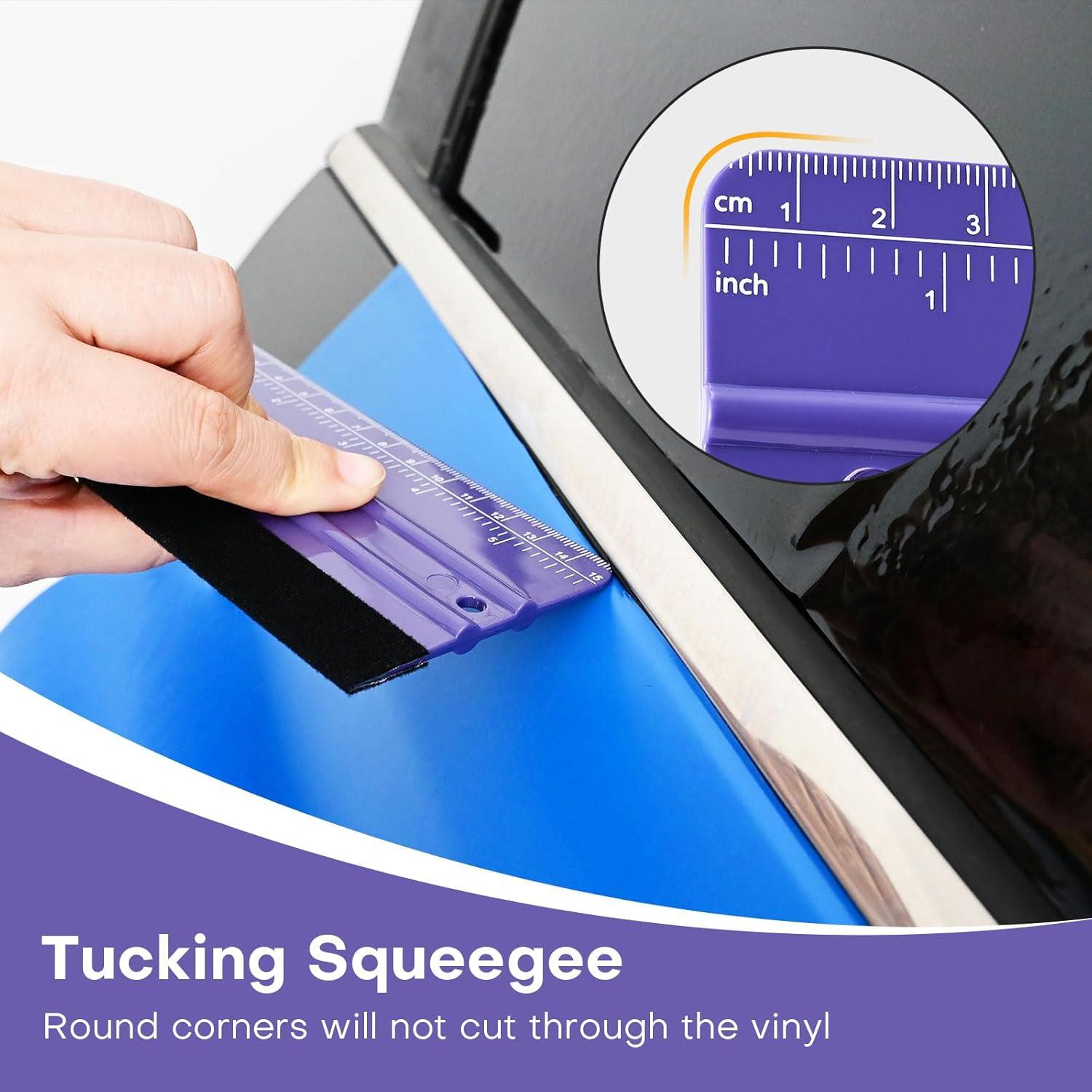 imageNEWISHTOOL 2 Pieces Purple FabricEdged Squeegee with Dual Scales 59 Inch  15 cm Measurements for Auto Car Tint Film Application Vinyl Wrap and PPF Installation Scratch Free Use